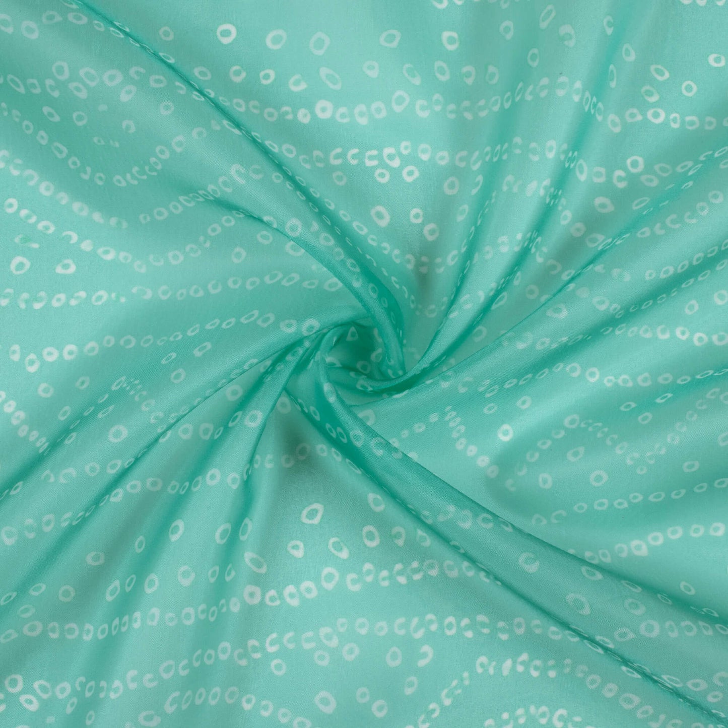 Mint Green Bandhanii Pattern Digital Print Organza Satin Fabric