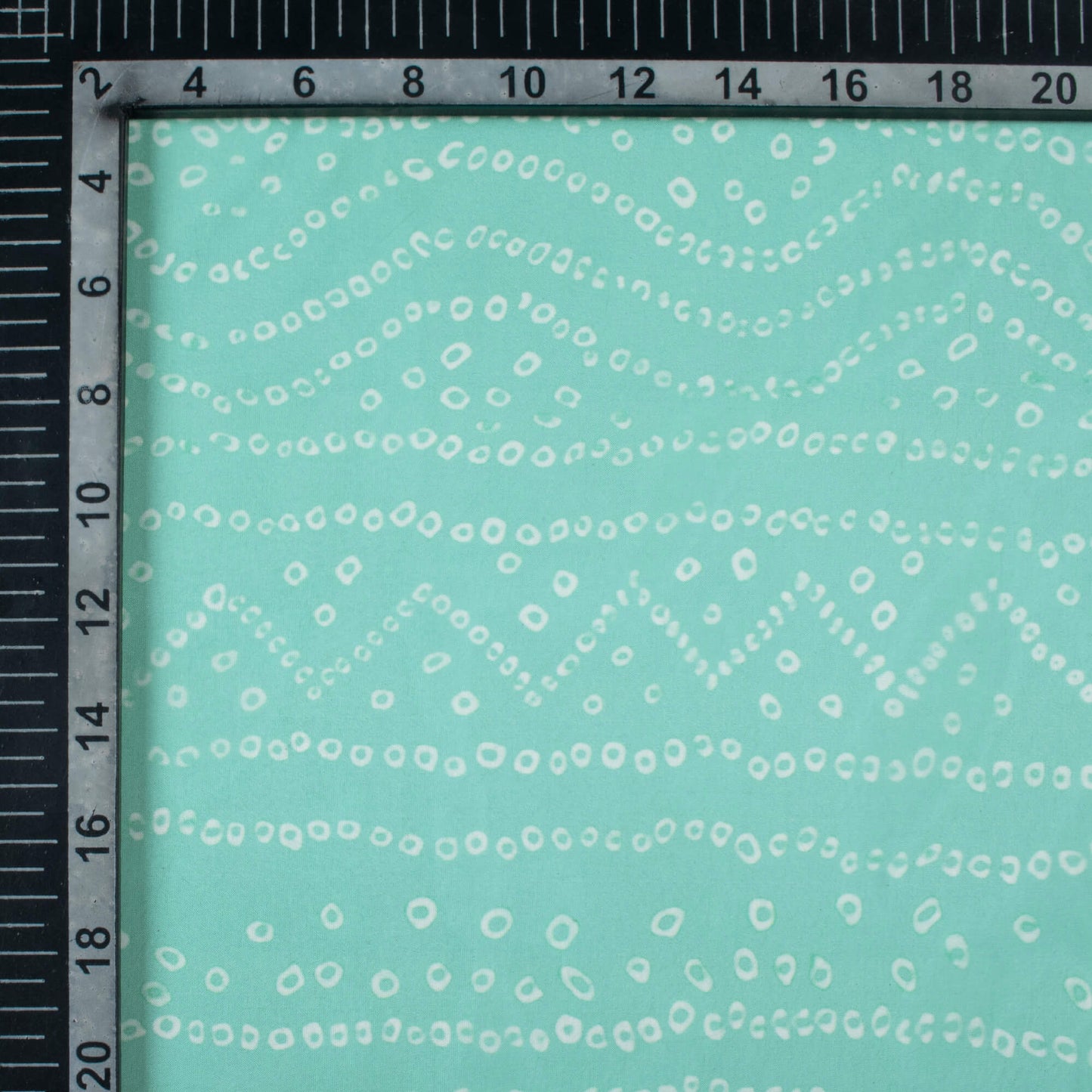 Mint Green Bandhanii Pattern Digital Print Organza Satin Fabric