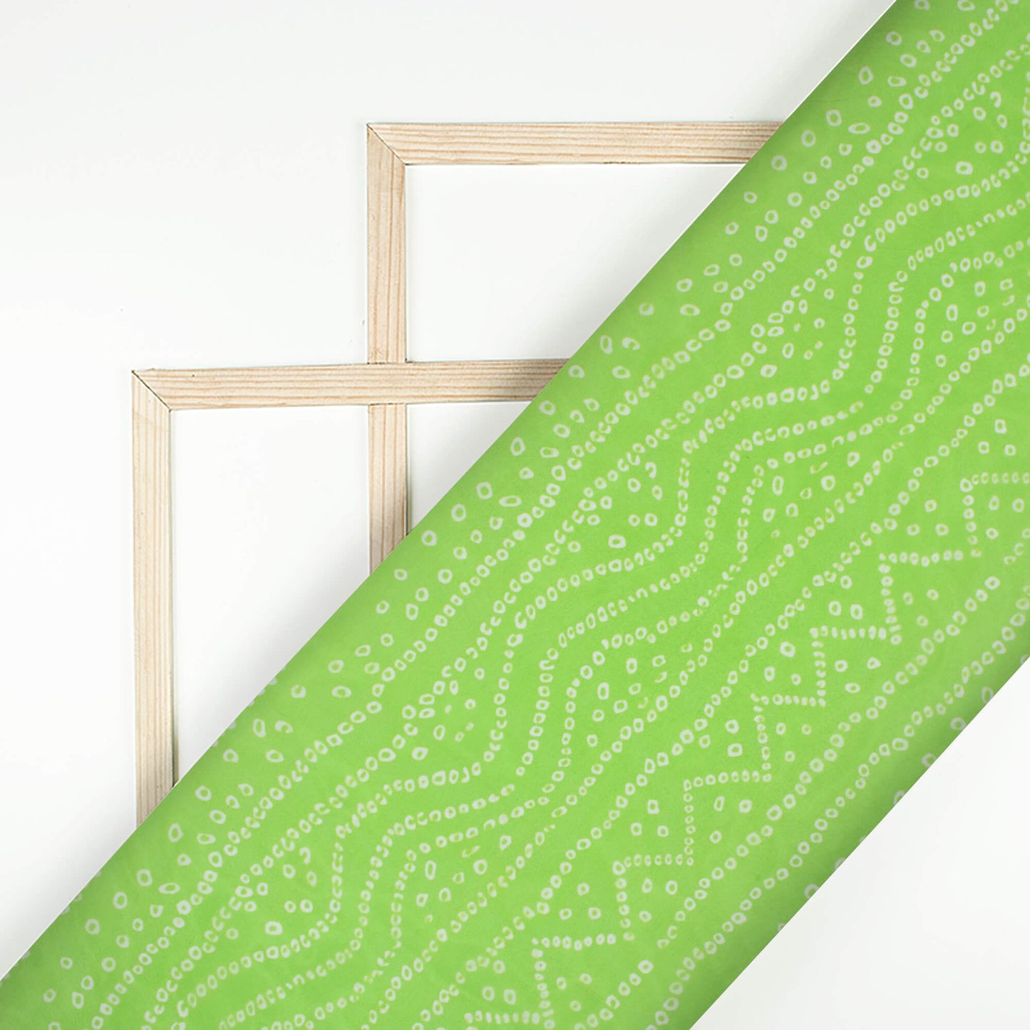 Pear Green Bandhanii Pattern Digital Print Organza Satin Fabric