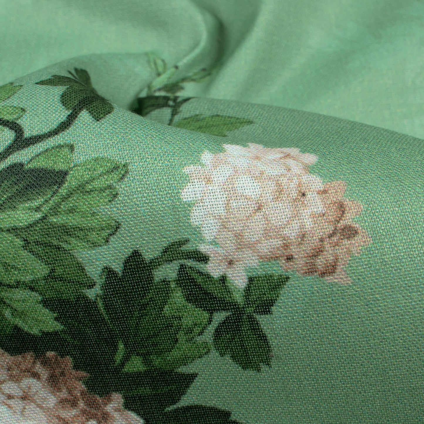 Juniper Green And Brown Floral Pattern Digital Print Poly Cambric Fabric