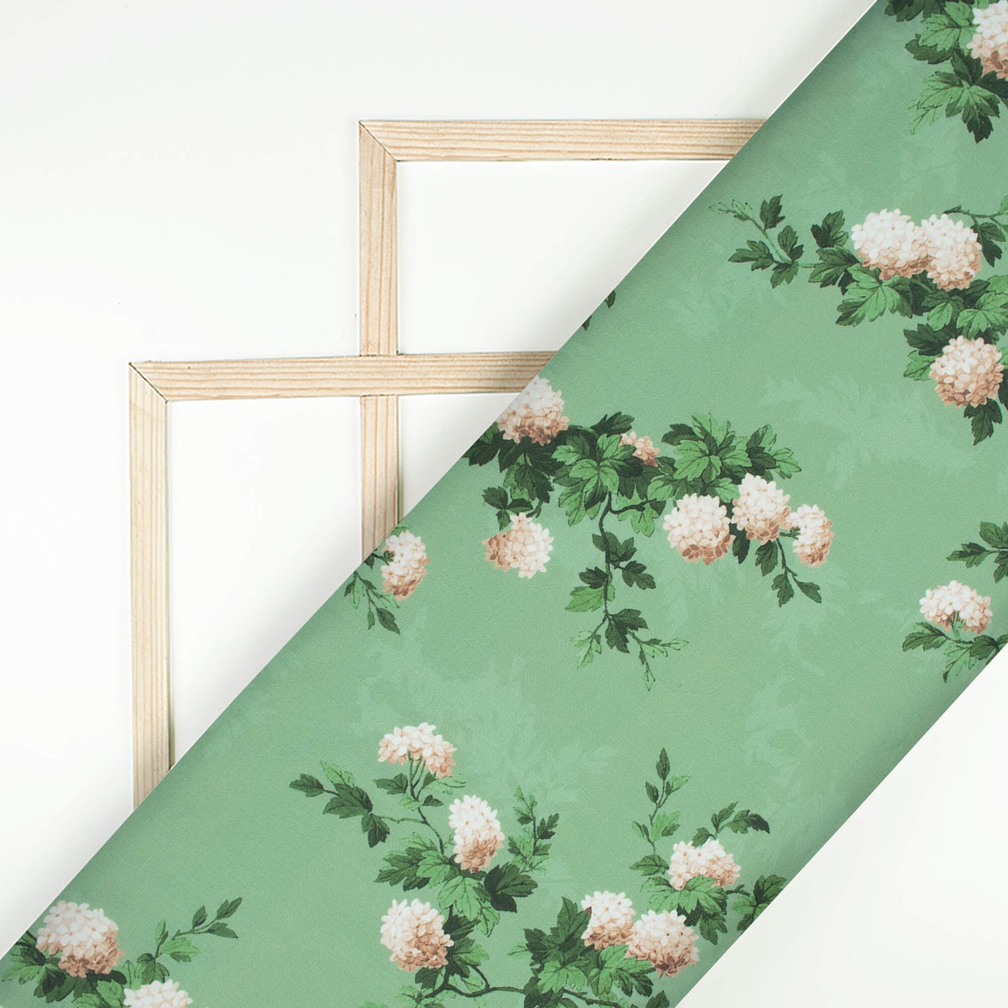 Juniper Green And Brown Floral Pattern Digital Print Poly Cambric Fabric