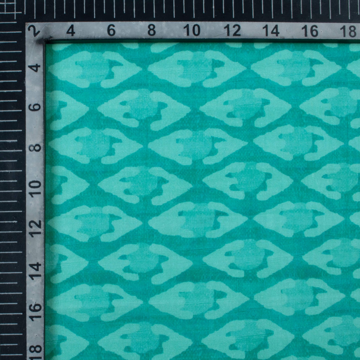 Aqua Blue Abstract Pattern Digital Print Poly Cambric Fabric
