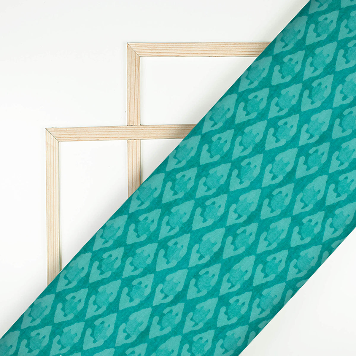 Aqua Blue Abstract Pattern Digital Print Poly Cambric Fabric
