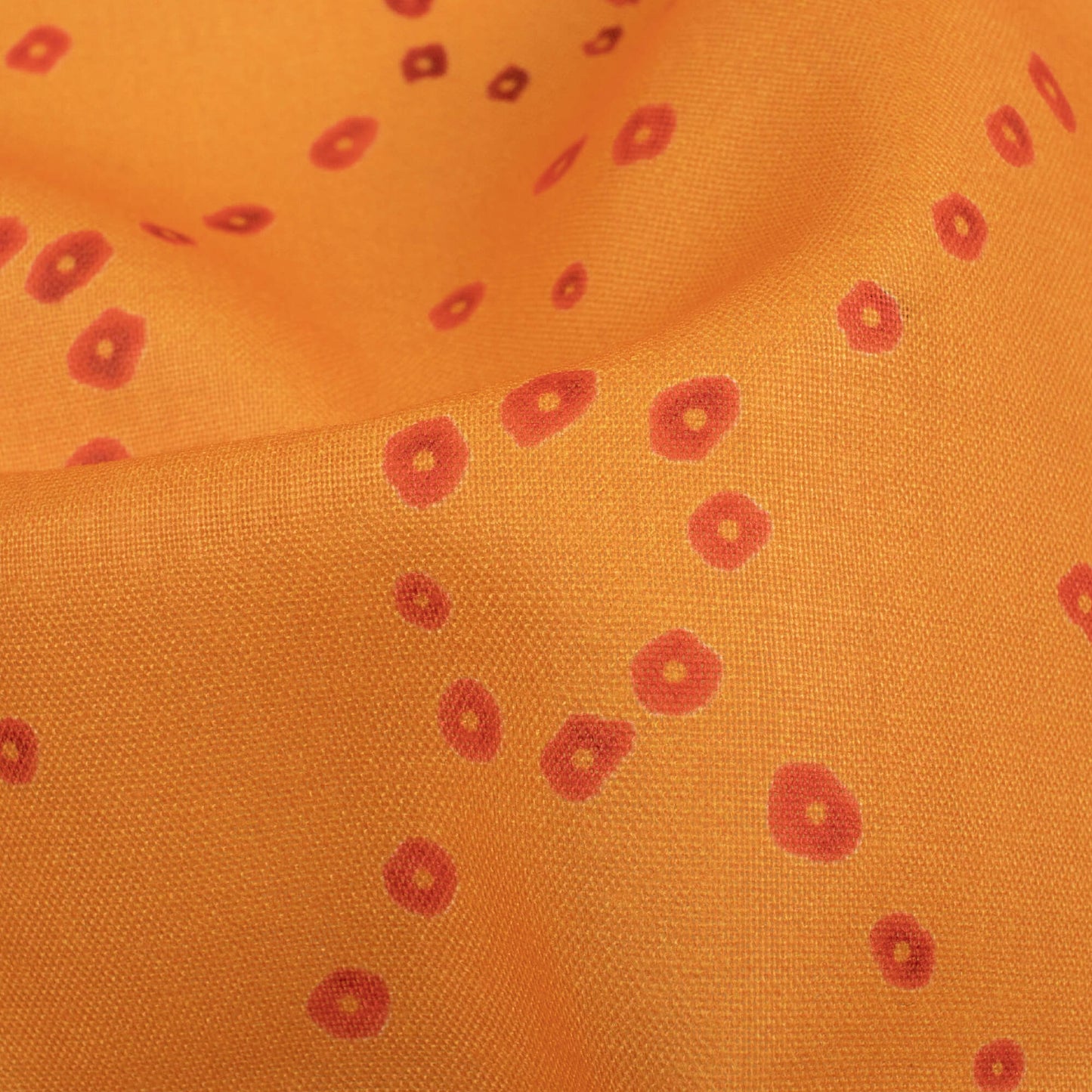 Apricot Orange And Dark Pink Bandhanii Pattern Digital Print Poly Cambric Fabric