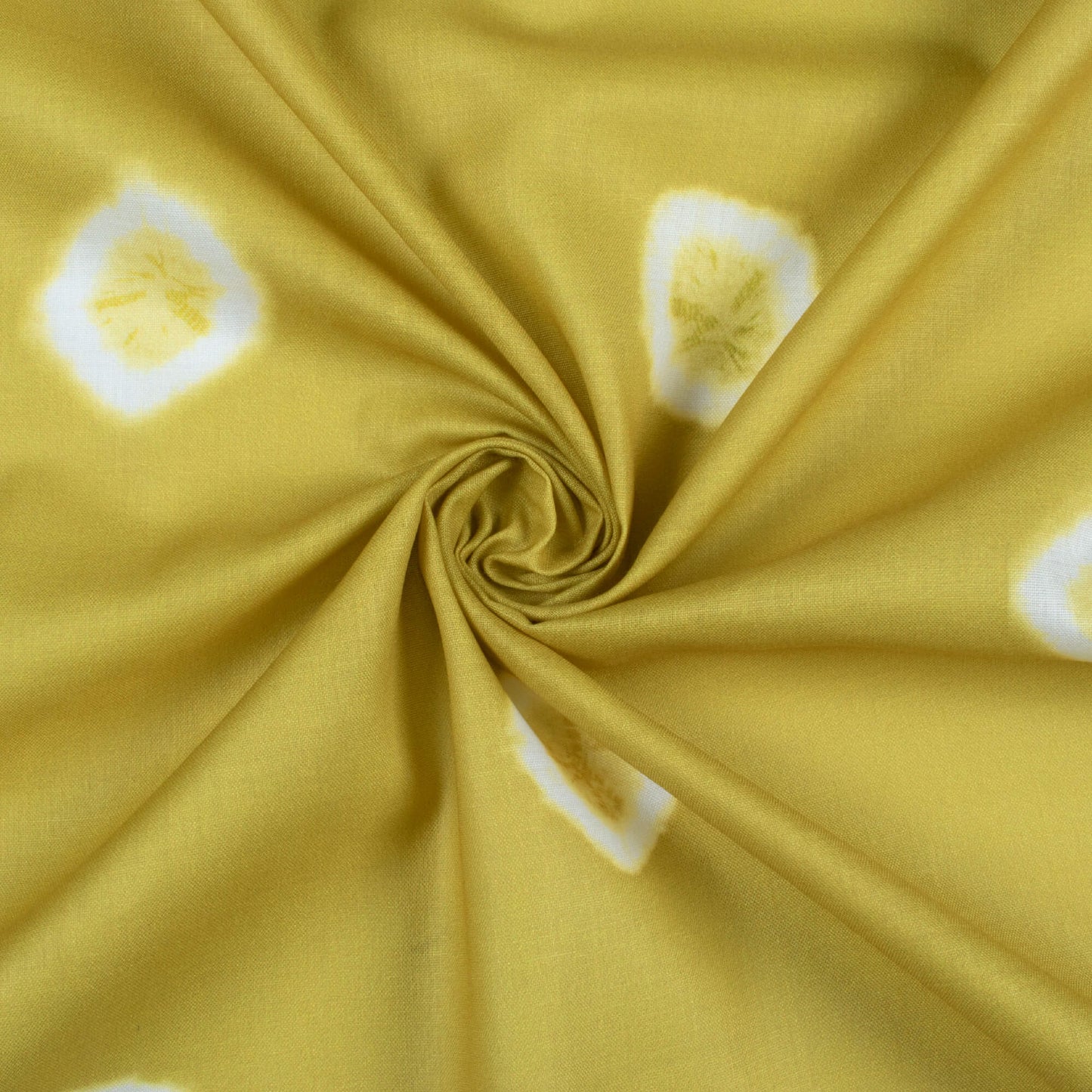 Olive Green And White Shiiborii Pattern Digital Print Poly Cambric Fabric
