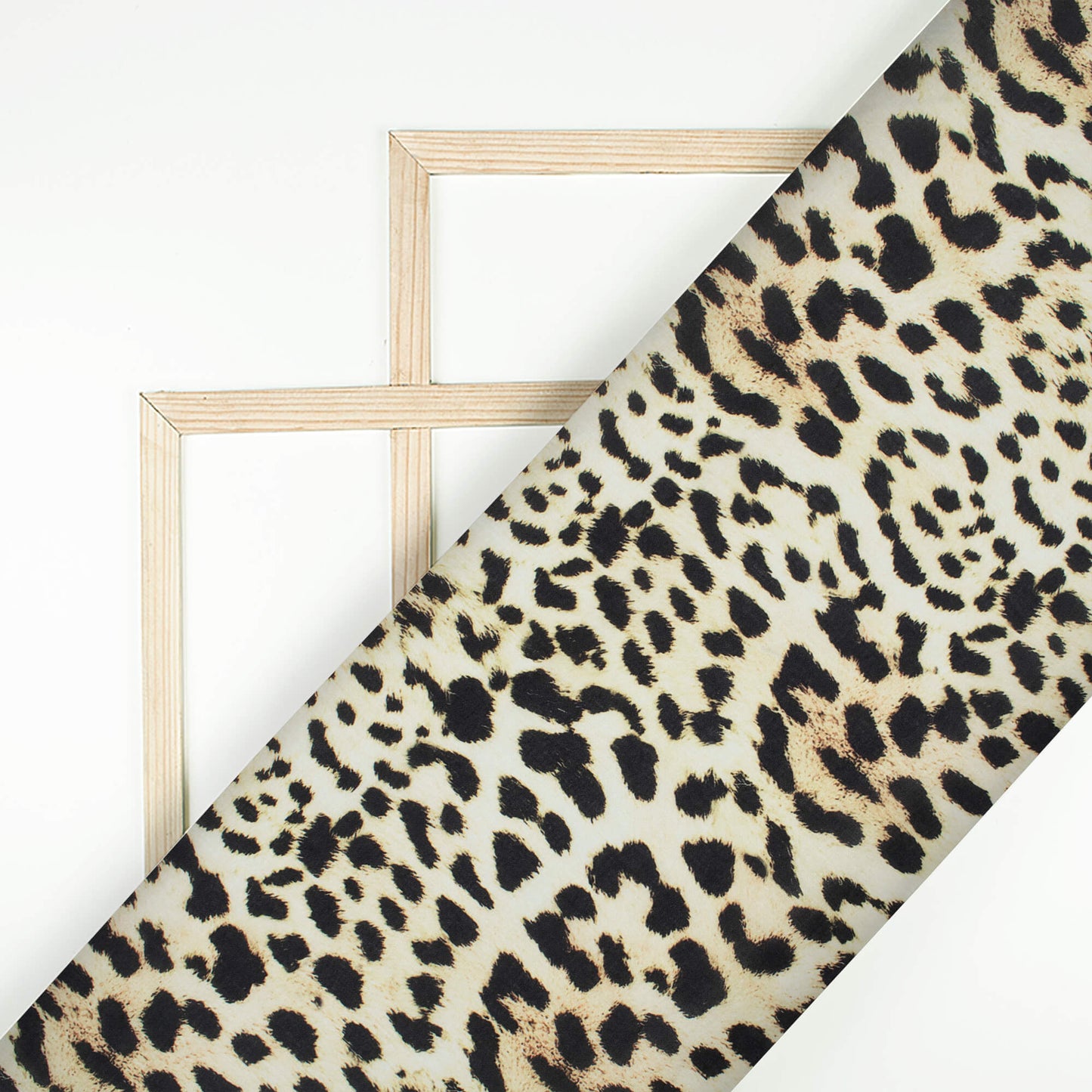 Black And Ecru Beige Animal Pattern Digital Print Poly Cambric Fabric