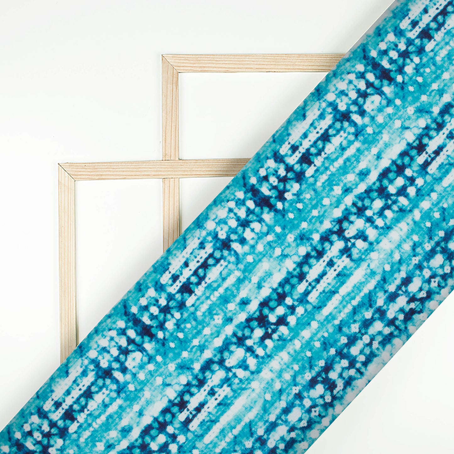 Sky Blue And White Shiiborii Pattern Digital Print Poly Cambric Fabric
