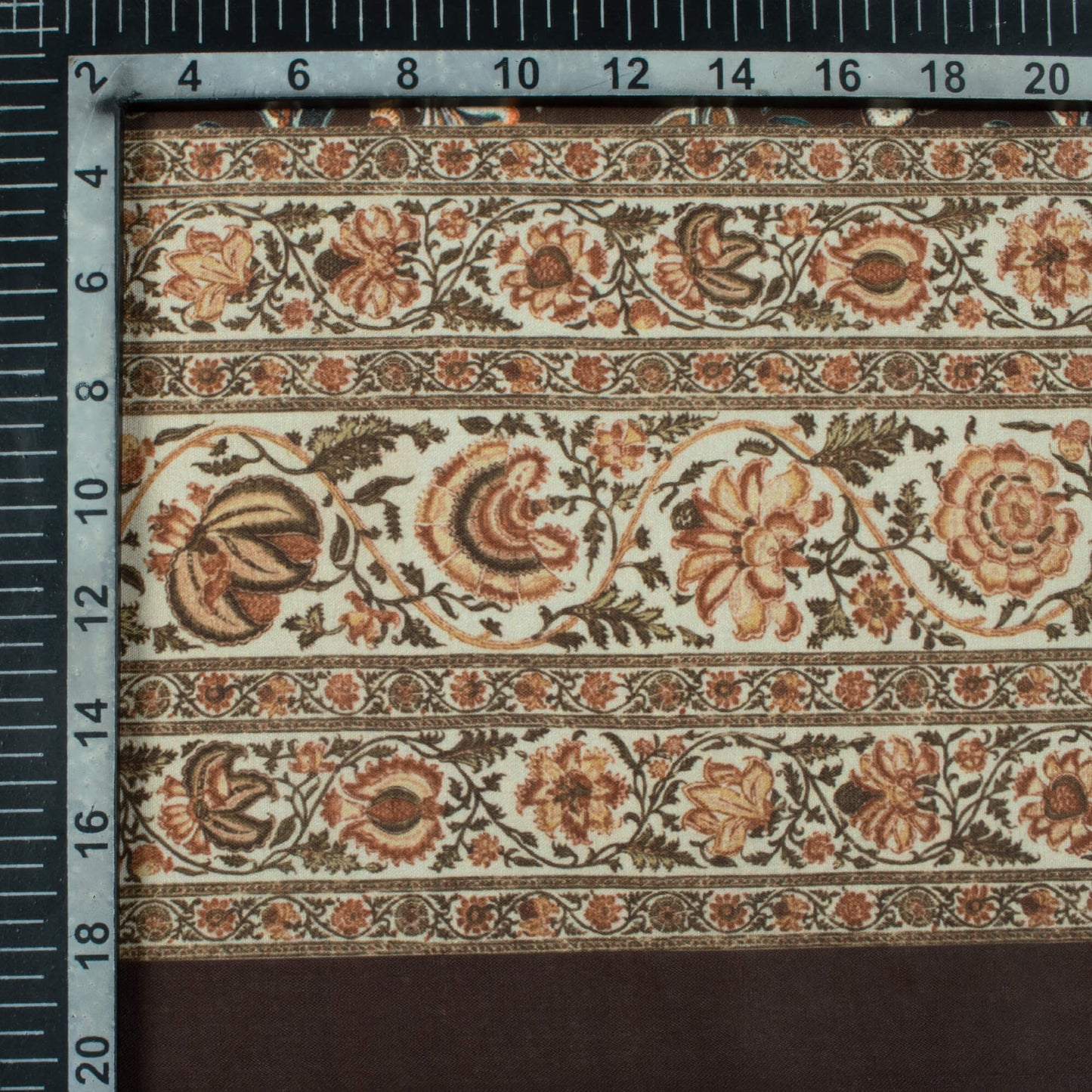 Black And Flame Orange Floral Pattern Digital Print Poly Cambric Fabric