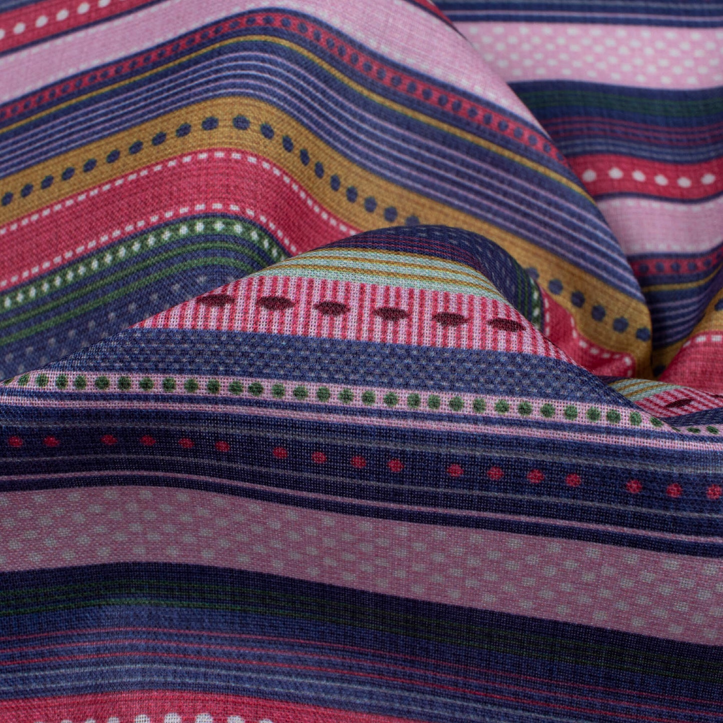 Space Blue And Taffy Pink Stripes Pattern Digital Print Poly Cambric Fabric