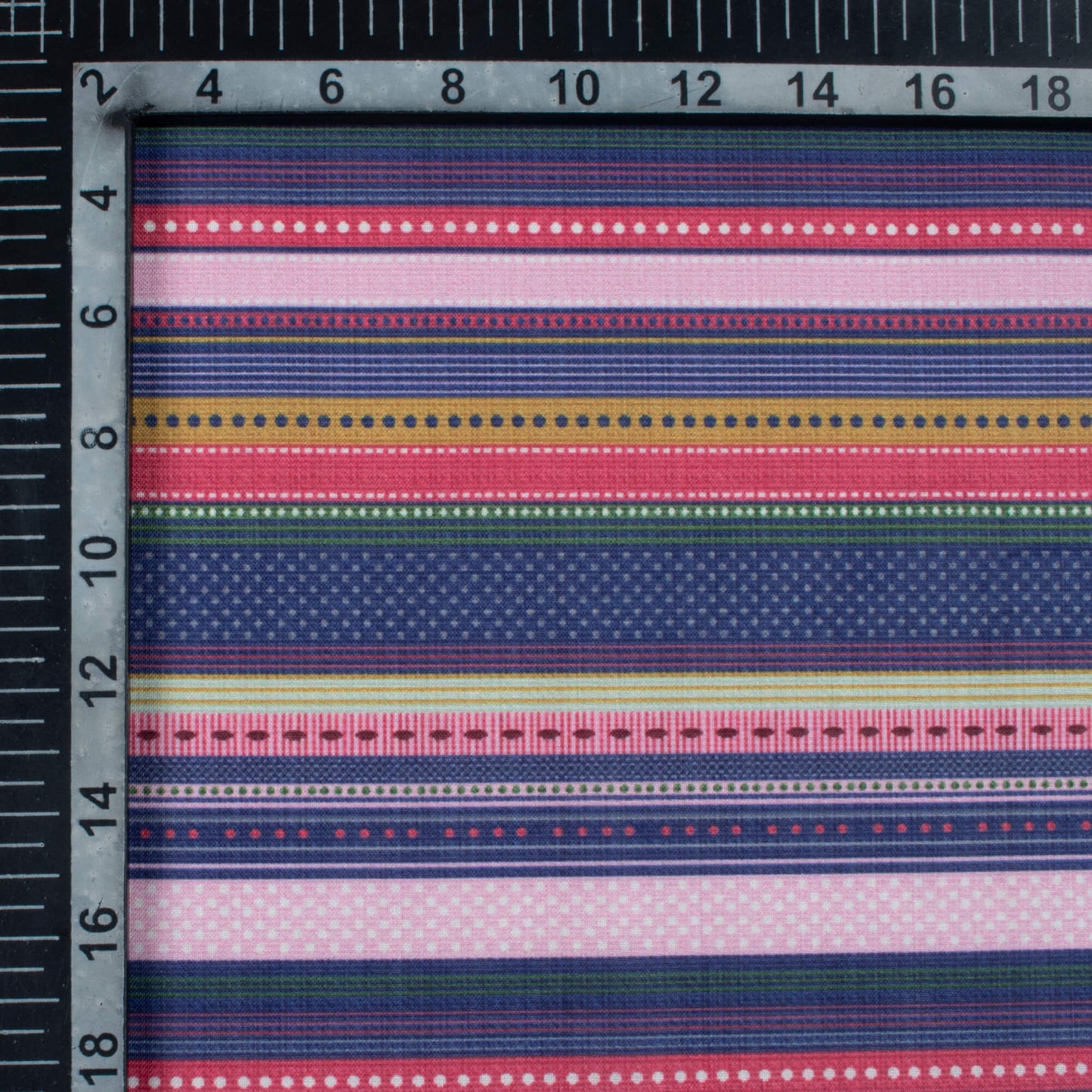 Space Blue And Taffy Pink Stripes Pattern Digital Print Poly Cambric Fabric