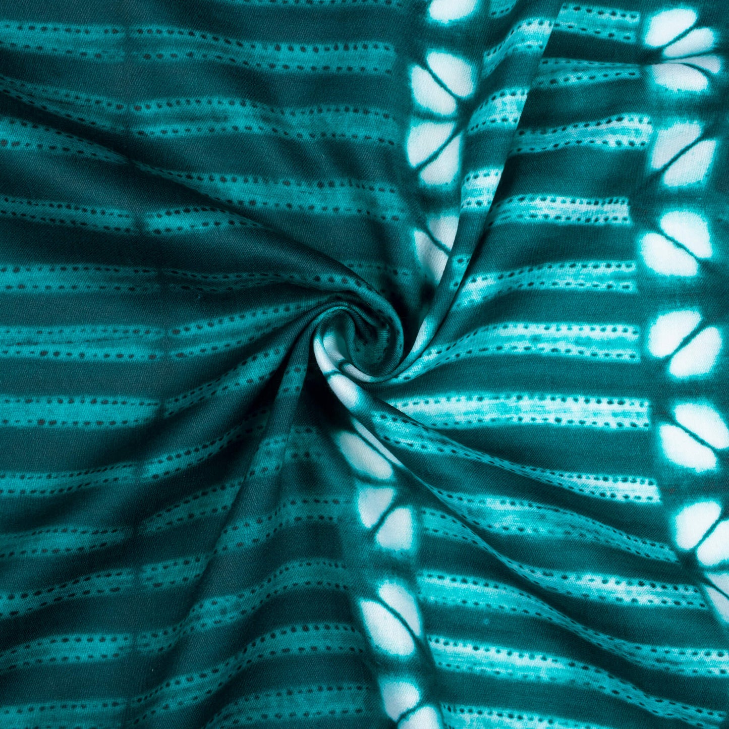 Dark Pine Green And White Daman Pattern Digital Print Poly Glazed Cotton Fabric