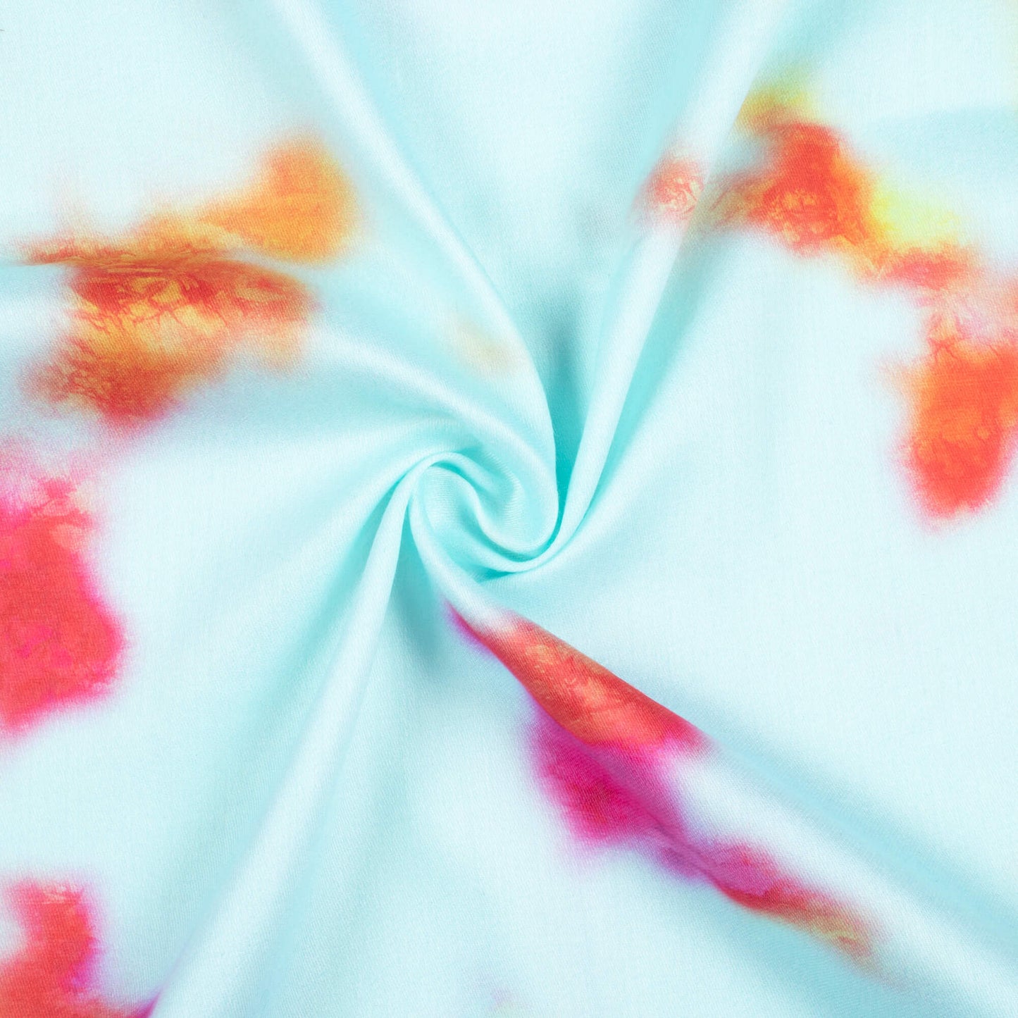 Light Blue And Magenta Pink Tie & Dye Pattern Digital Print Poly Glazed Cotton Fabric