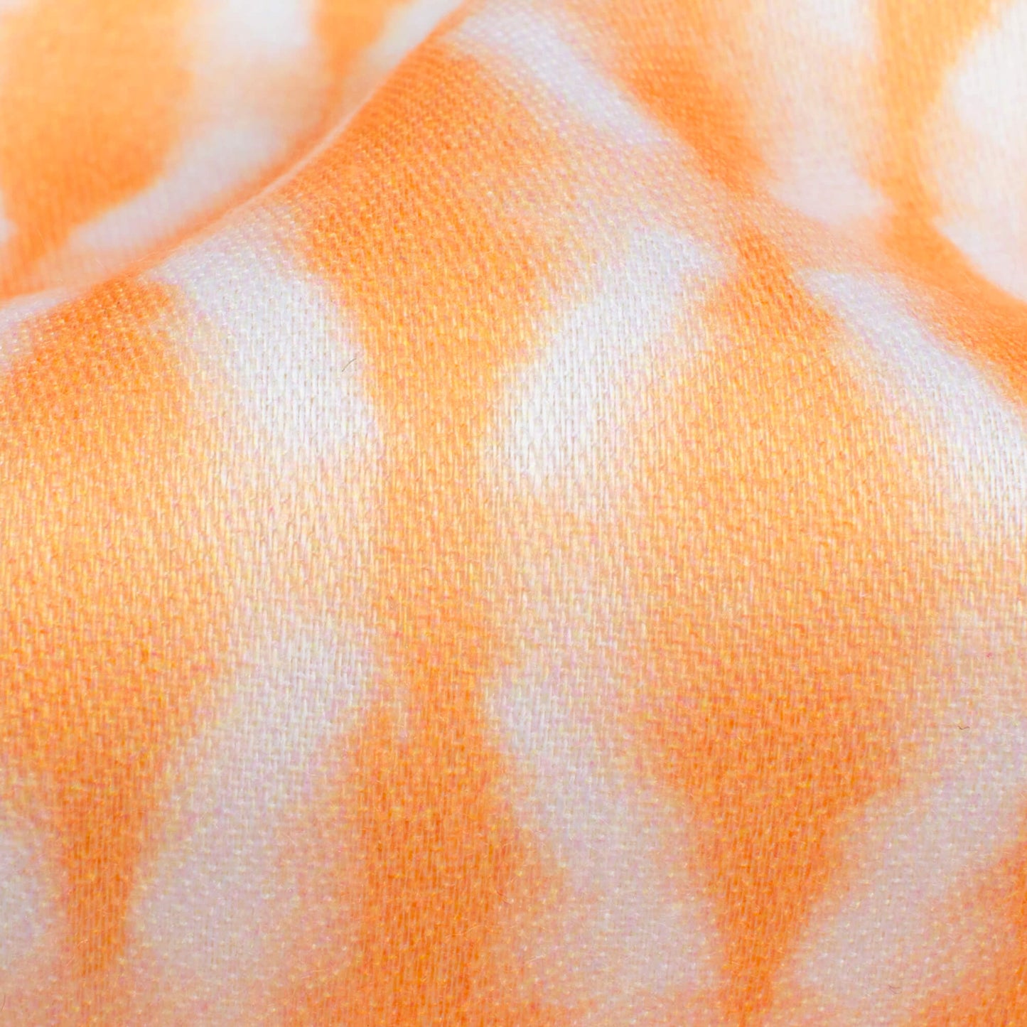 Melon Orange And White Trellis Pattern Digital Print Poly Glazed Cotton Fabric