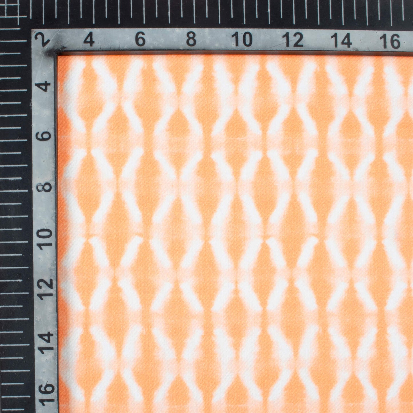 Melon Orange And White Trellis Pattern Digital Print Poly Glazed Cotton Fabric