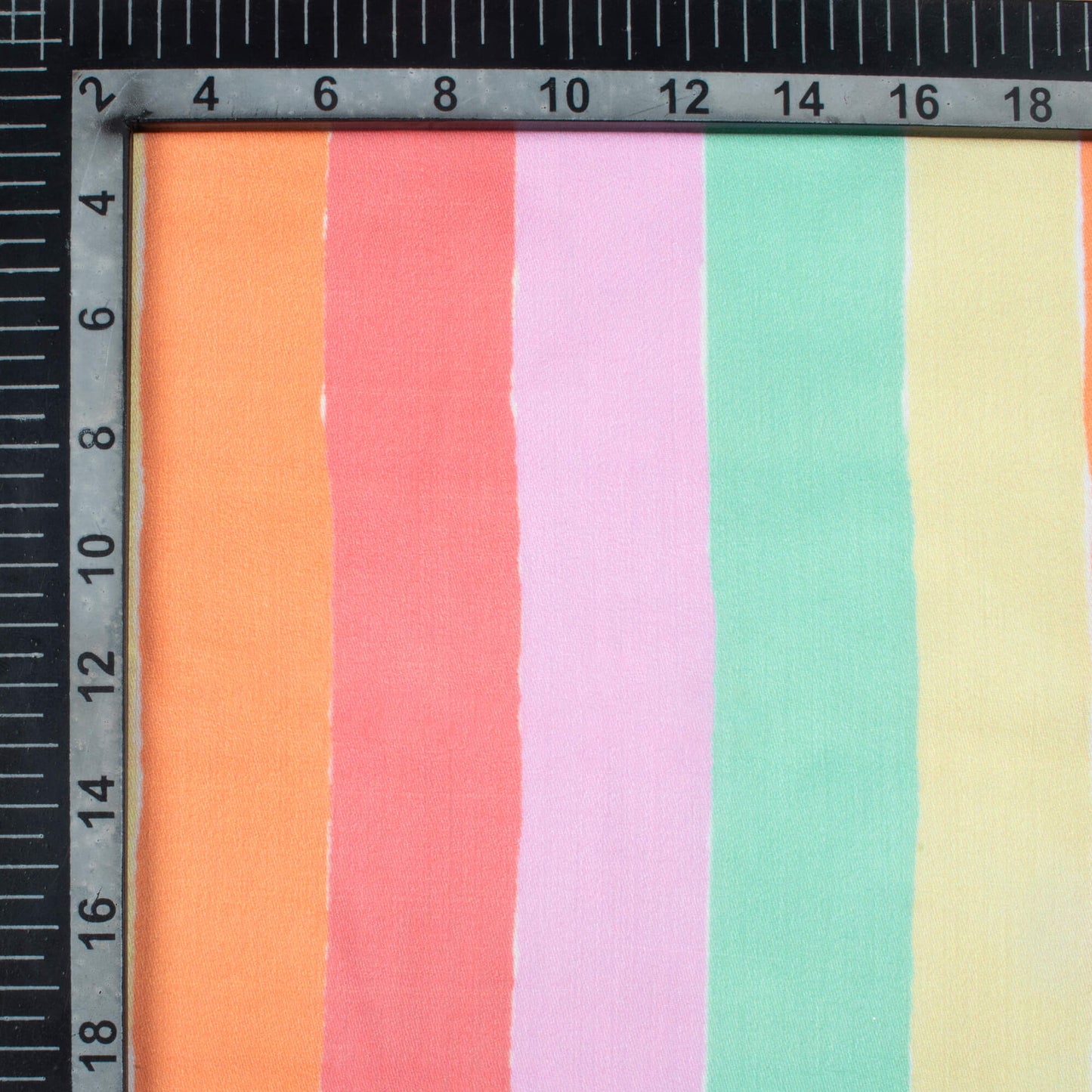 Punch Pink And Orange Stripes Pattern Digital Print Poly Glazed Cotton Fabric