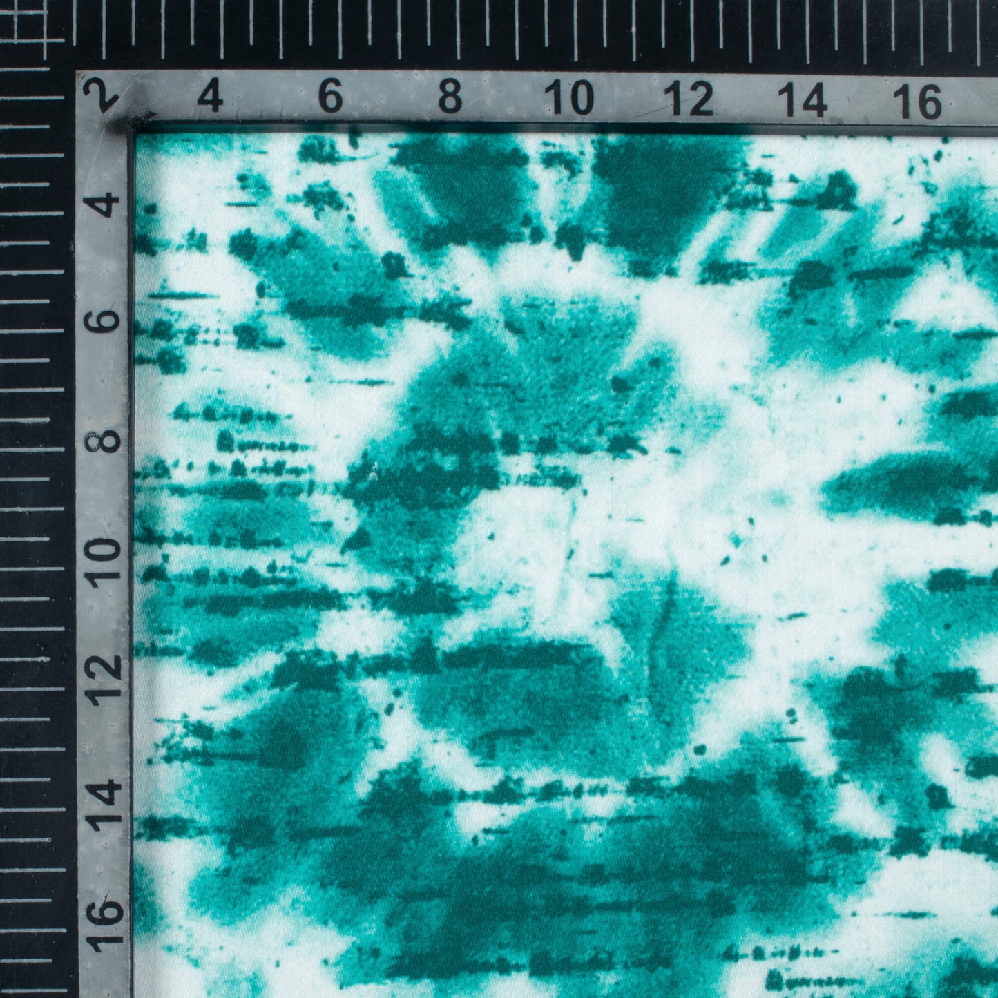 Teal Green And White Abstract Pattern Digital Print Poly Glazed Cotton Fabric