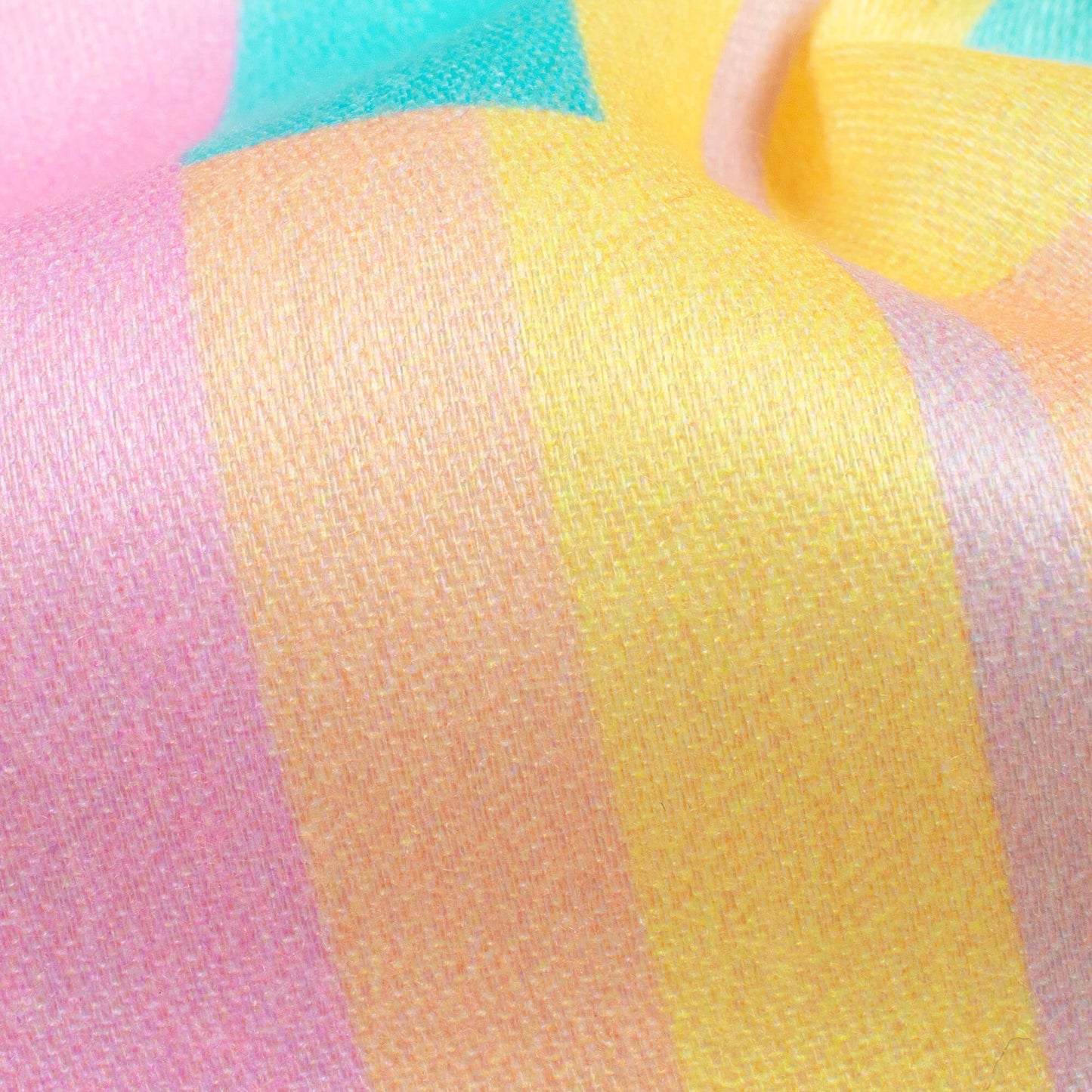 Lemon Yellow And Pale Pink Stripes Pattern Digital Print Poly Glazed Cotton Fabric