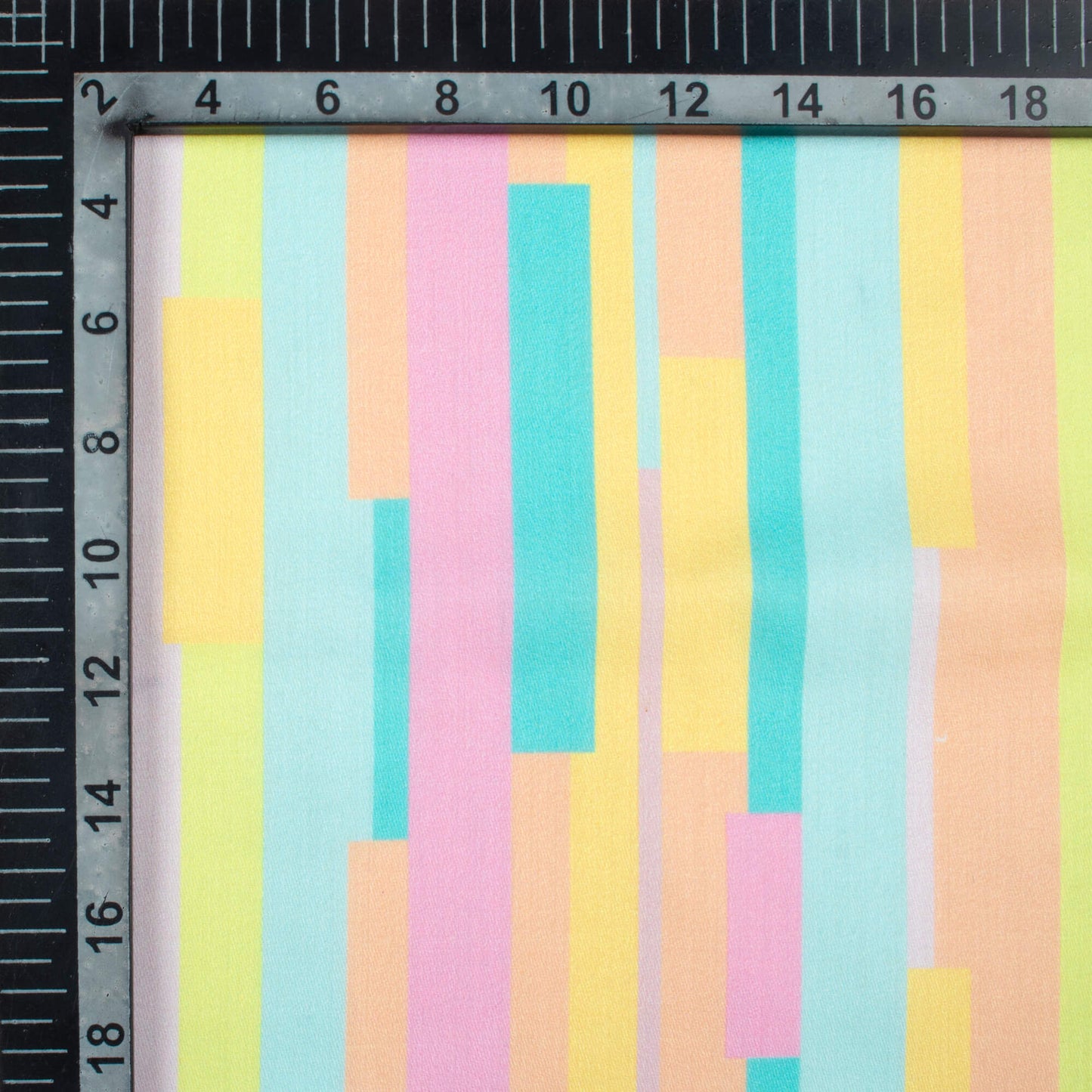 Lemon Yellow And Pale Pink Stripes Pattern Digital Print Poly Glazed Cotton Fabric