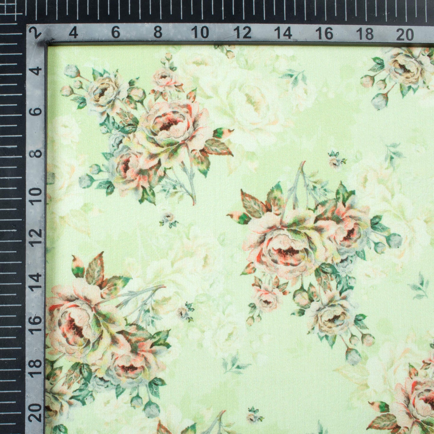 Sage Green And Careys Pink Floral Pattern Digital Print Poly Glazed Cotton Fabric