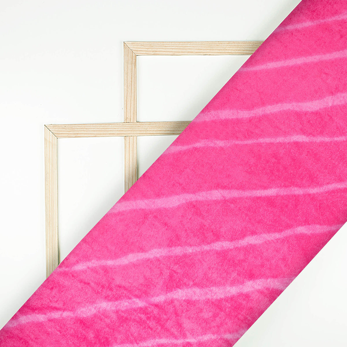 Dark Pink Leheriya Pattern Digital Print Premium Velvet Fabric