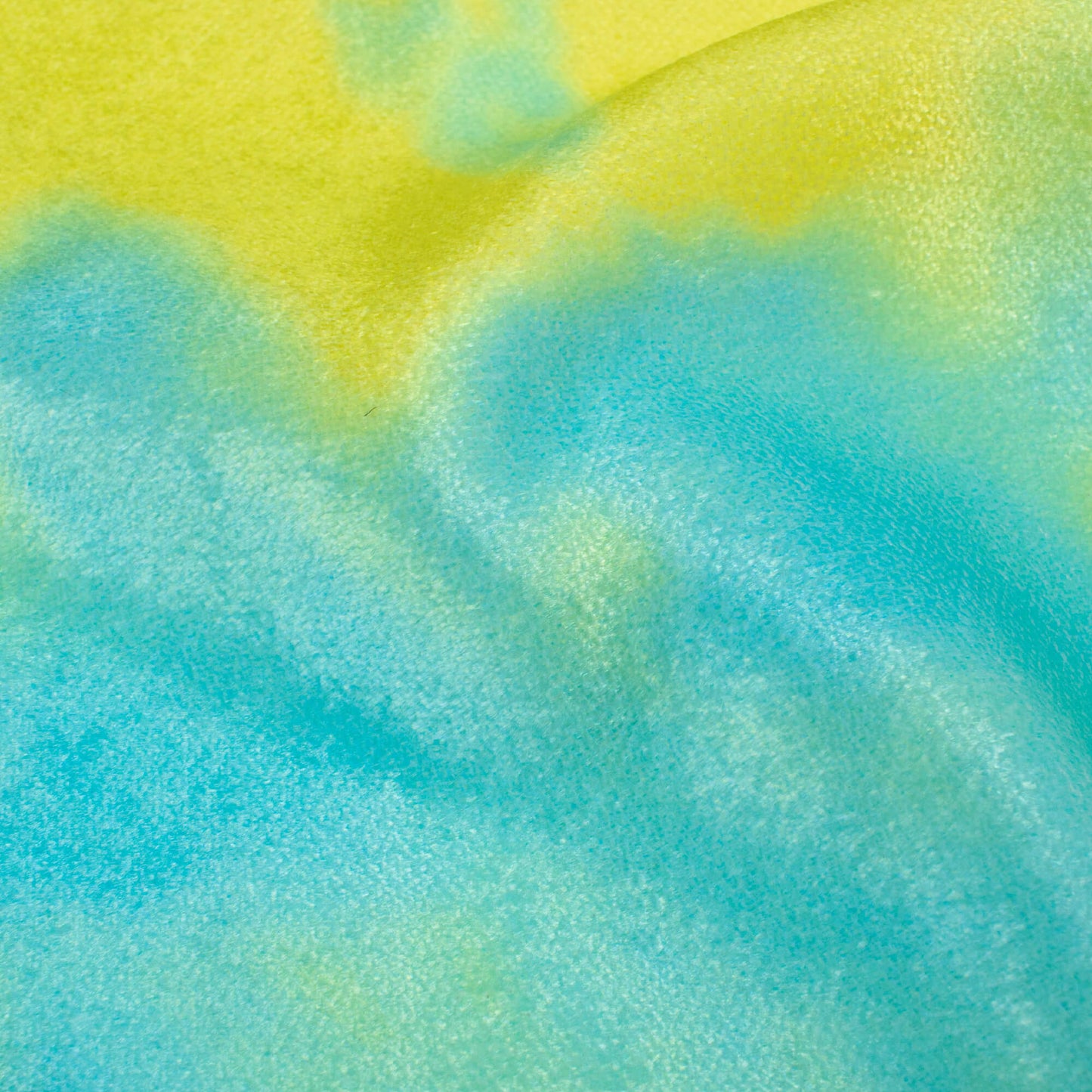 Lemon Yellow And Turkish Blue Tye And Dye Pattern Digital Print Premium Velvet Fabric