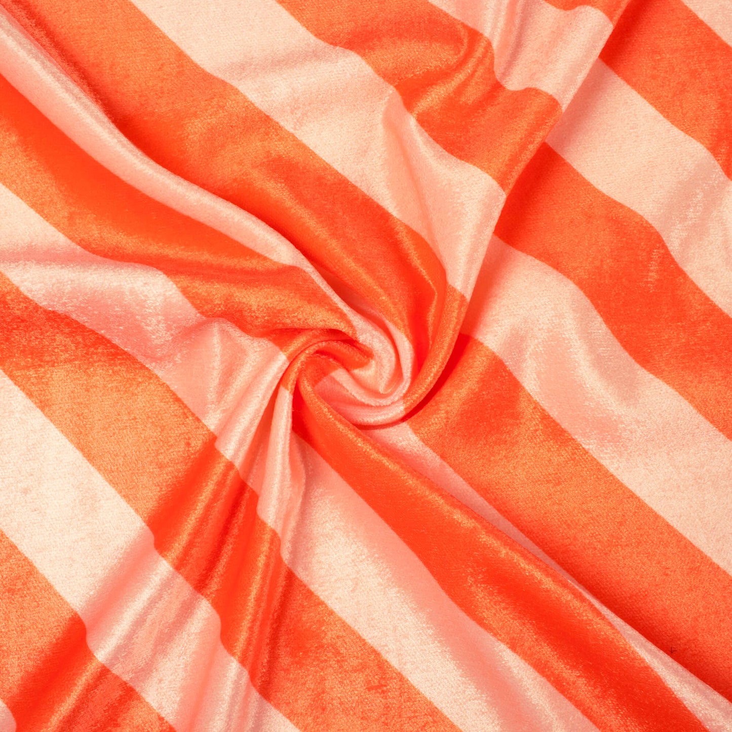 Flame Orange And Peach Stripes Pattern Digital Print Premium Velvet Fabric