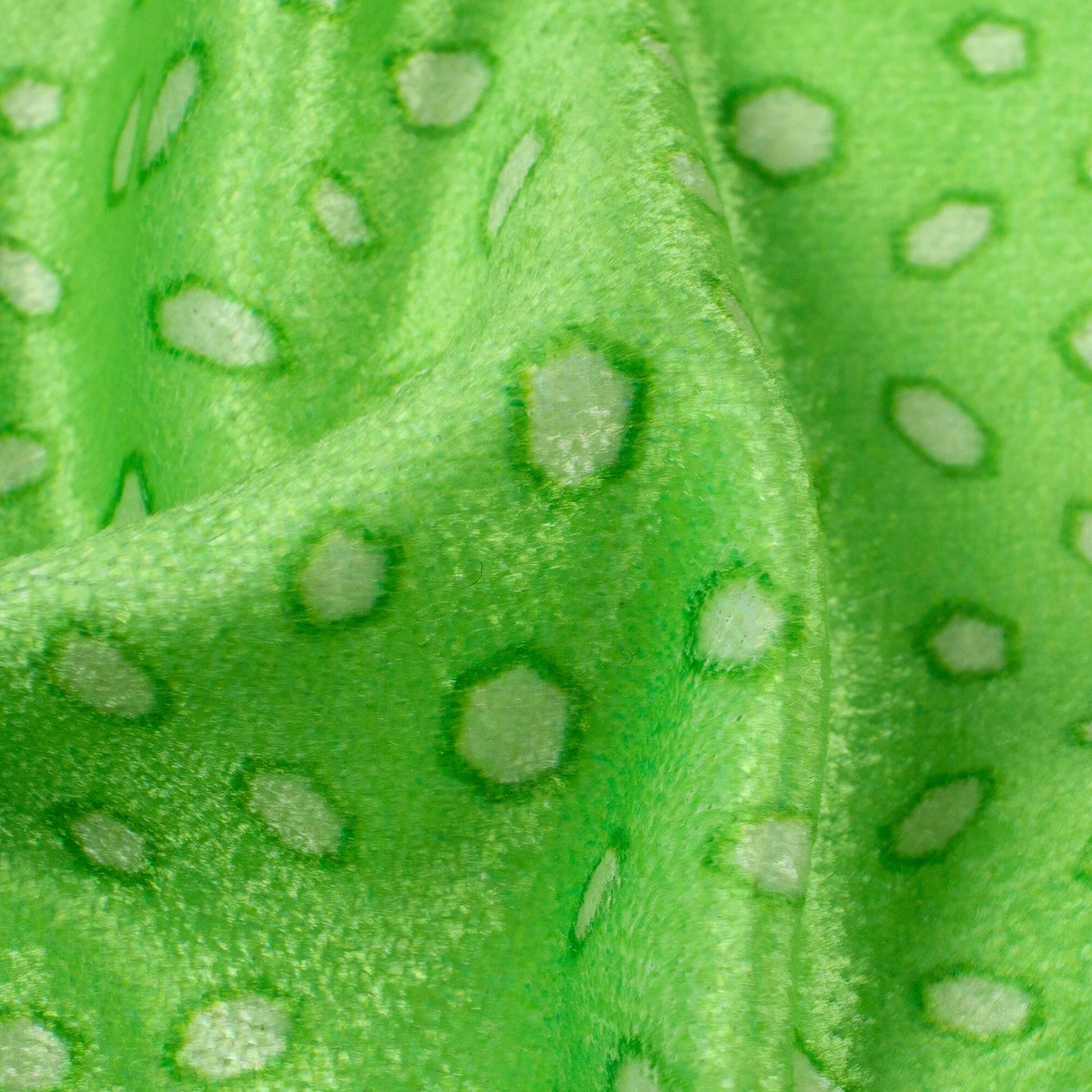 Parrot Green Geometric Pattern Digital Print Premium Velvet Fabric
