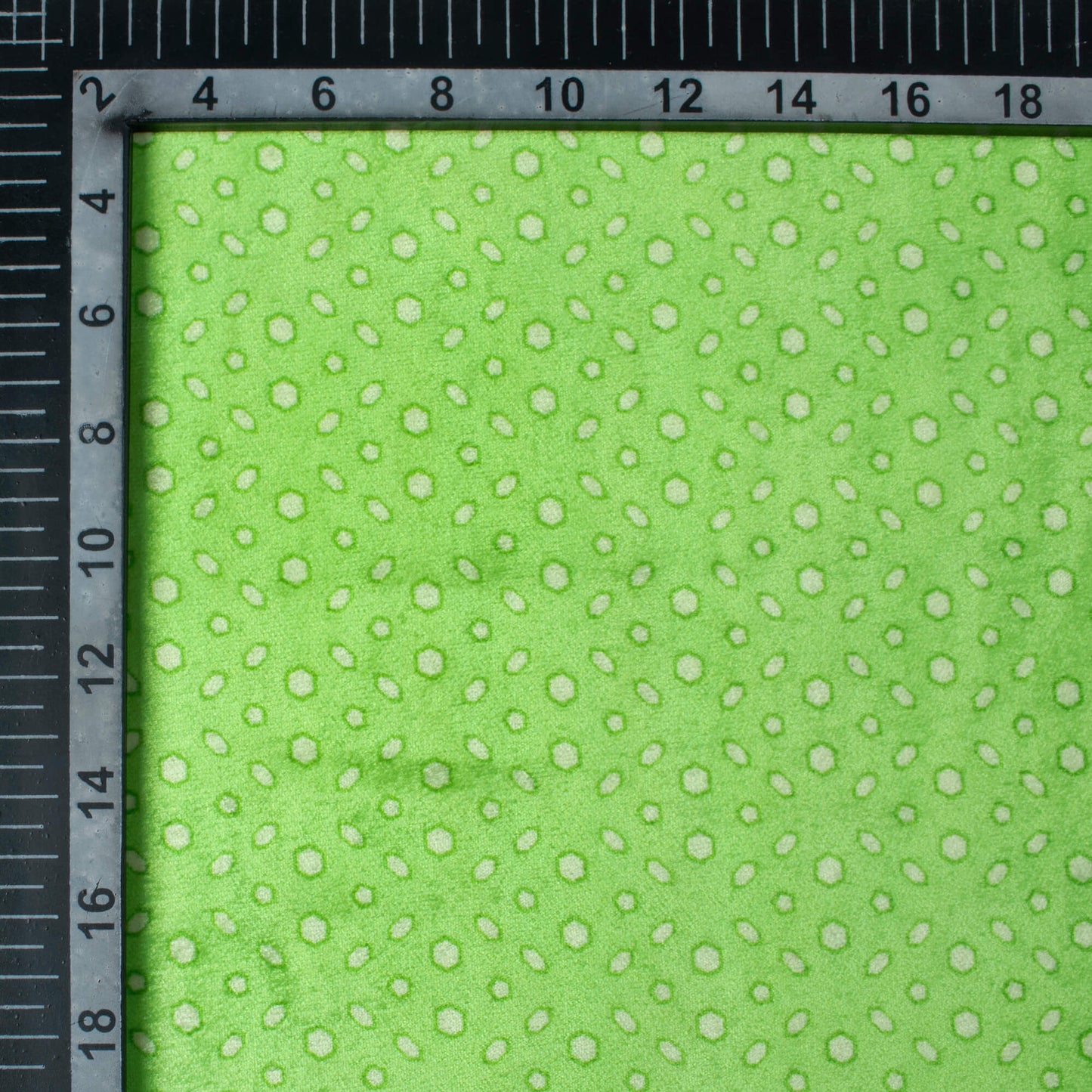 Parrot Green Geometric Pattern Digital Print Premium Velvet Fabric