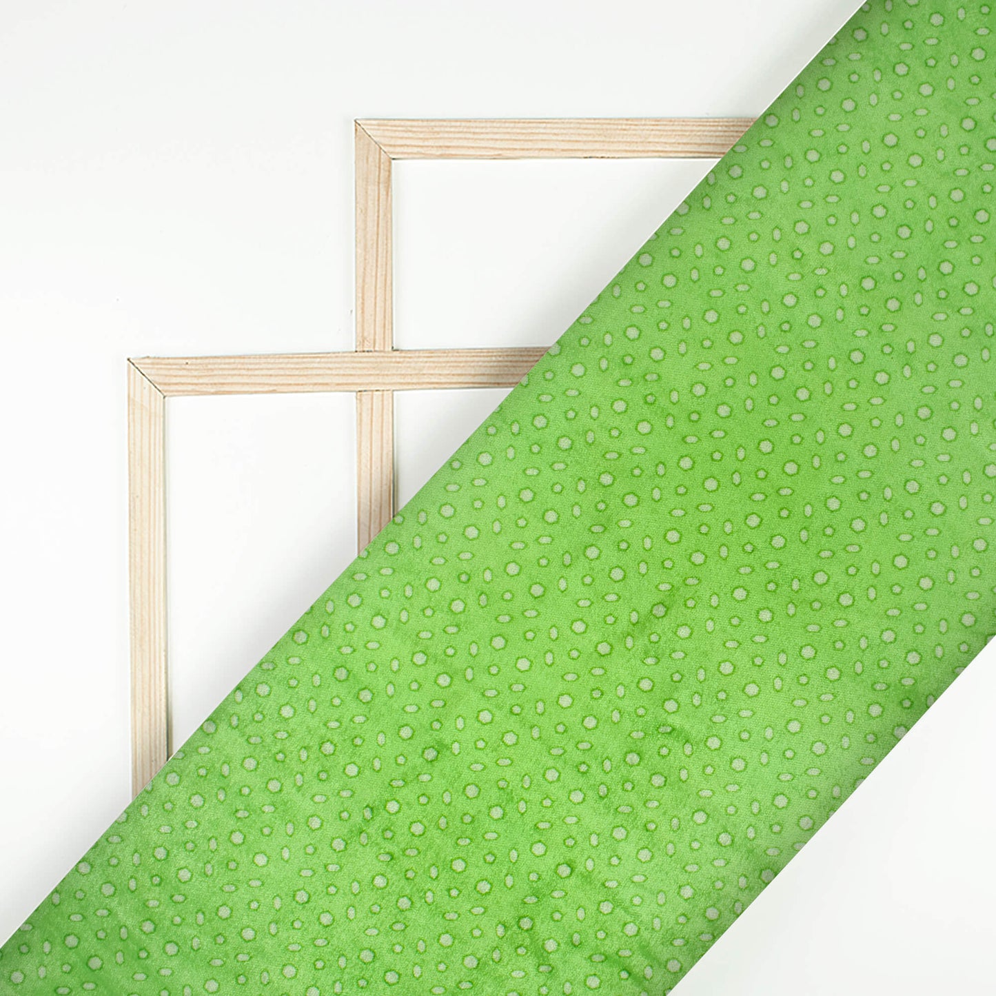 Parrot Green Geometric Pattern Digital Print Premium Velvet Fabric