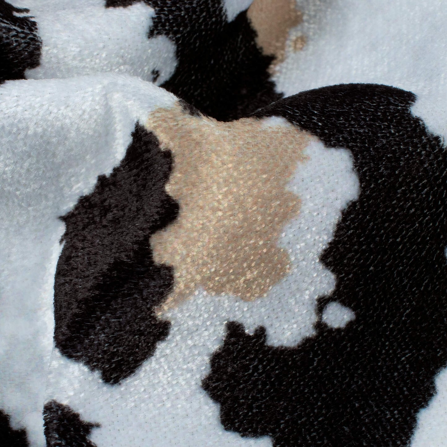White And Black Animal Pattern Digital Print Premium Velvet Fabric