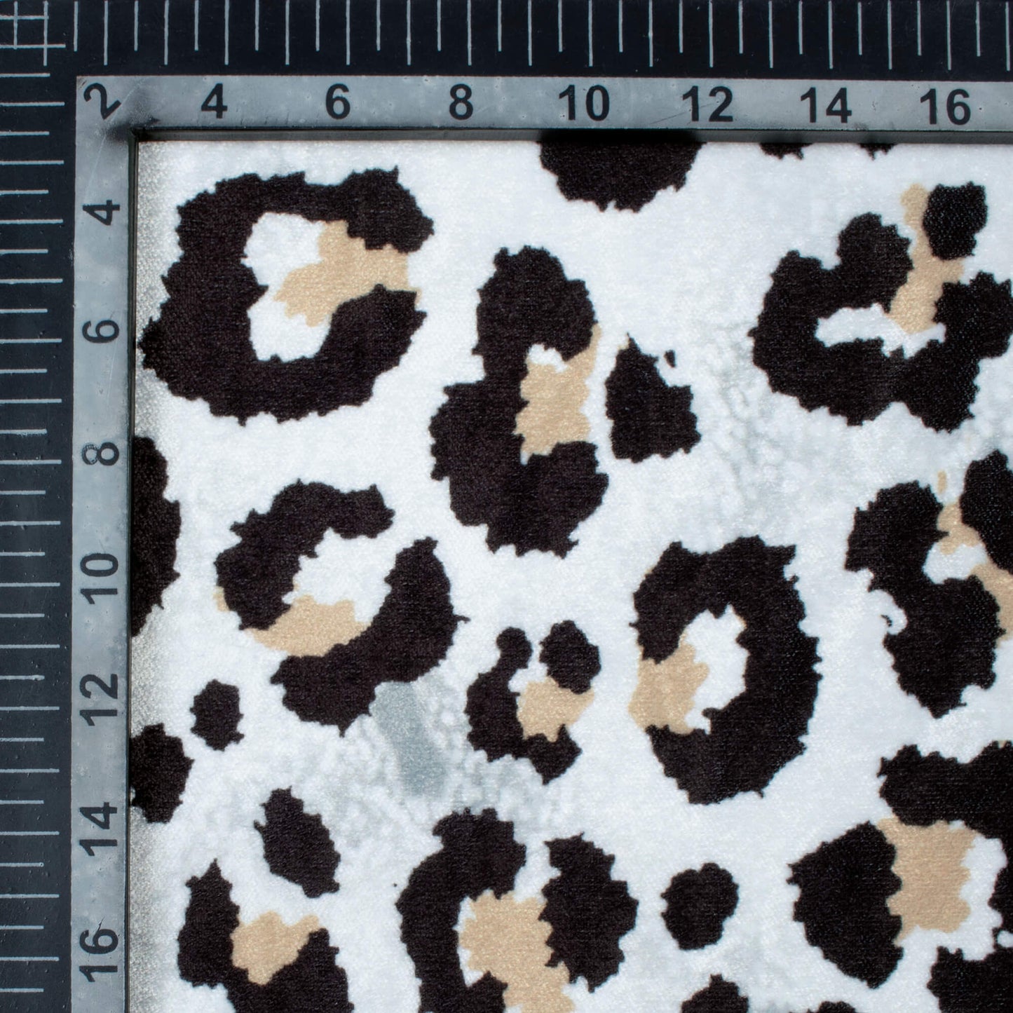 White And Black Animal Pattern Digital Print Premium Velvet Fabric