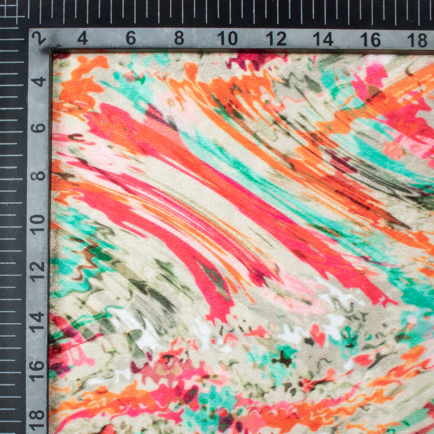 Punch Pink And Parakeet Green Abstract Pattern Digital Print Premium Velvet Fabric