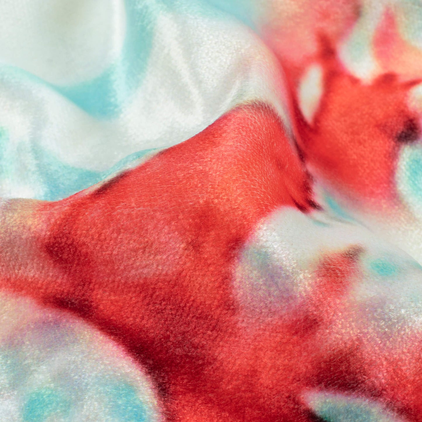 White And Pursian Red Leaf Pattern Digital Print Velvet Fabric