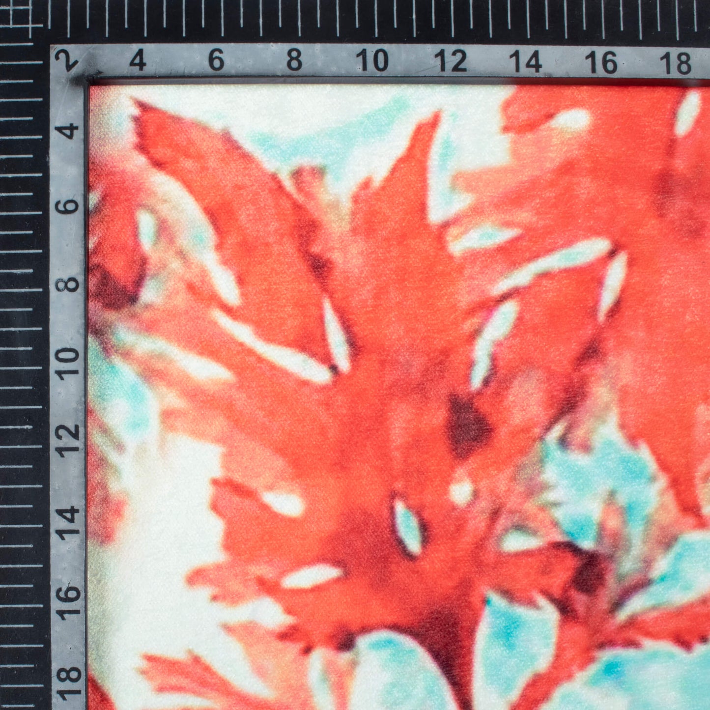 White And Pursian Red Leaf Pattern Digital Print Velvet Fabric