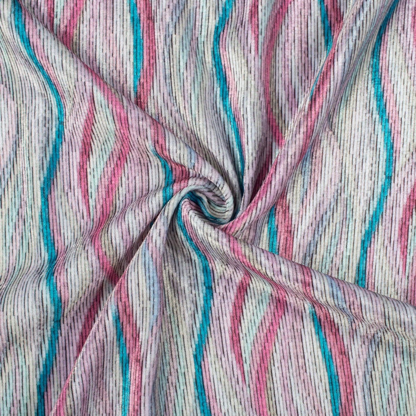 Canon Pink And Blue Abstract Pattern Digital Print Premium Velvet Fabric