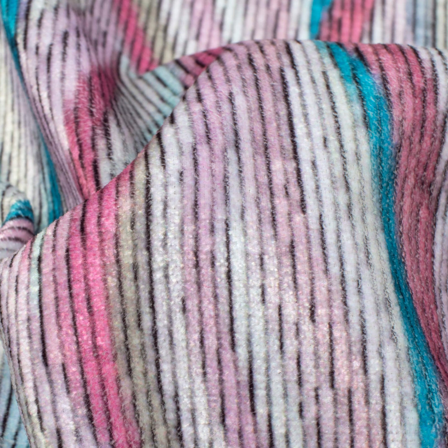 Canon Pink And Blue Abstract Pattern Digital Print Premium Velvet Fabric