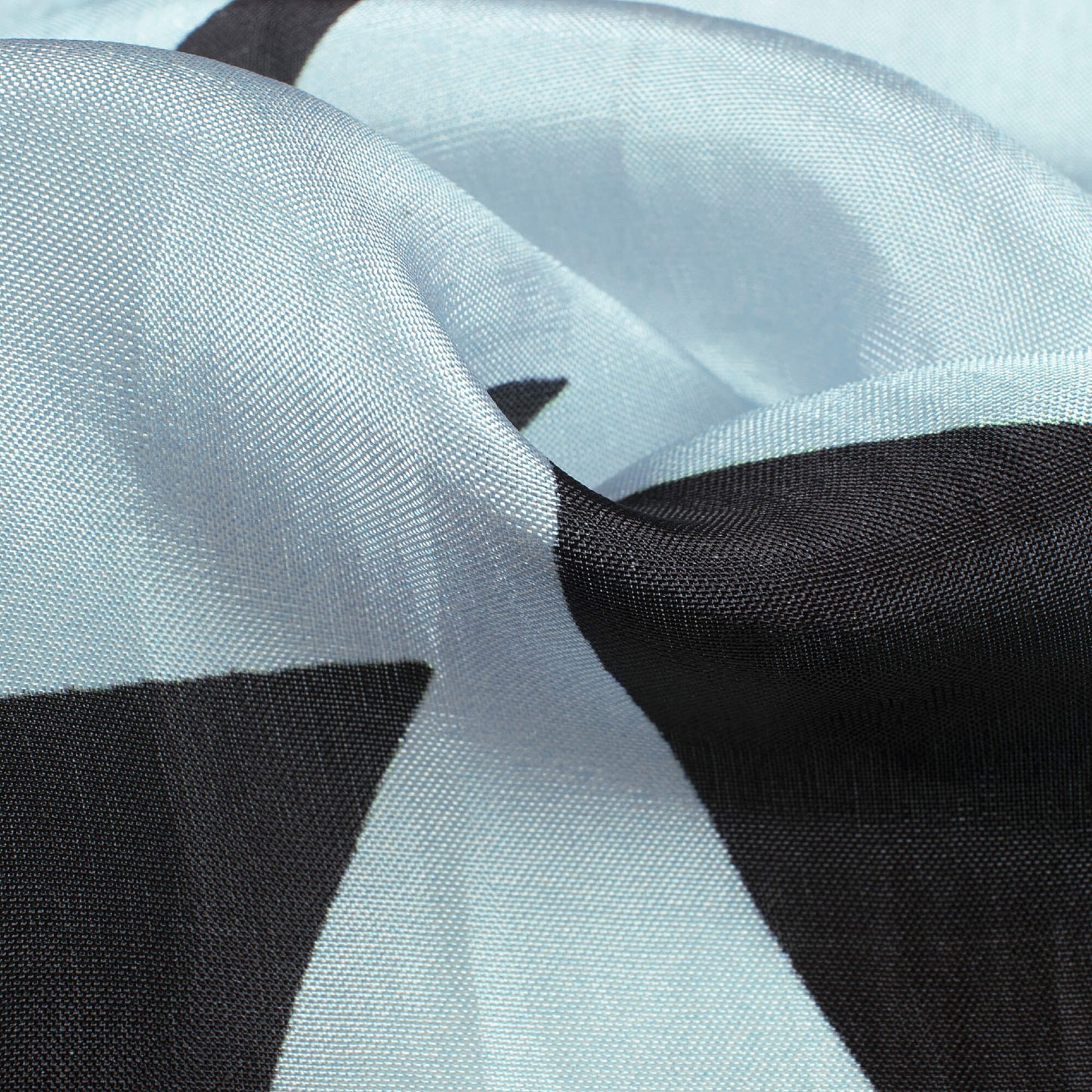 Pale Blue And Black Abstract Pattern Digital Print Viscose Uppada Silk Fabric