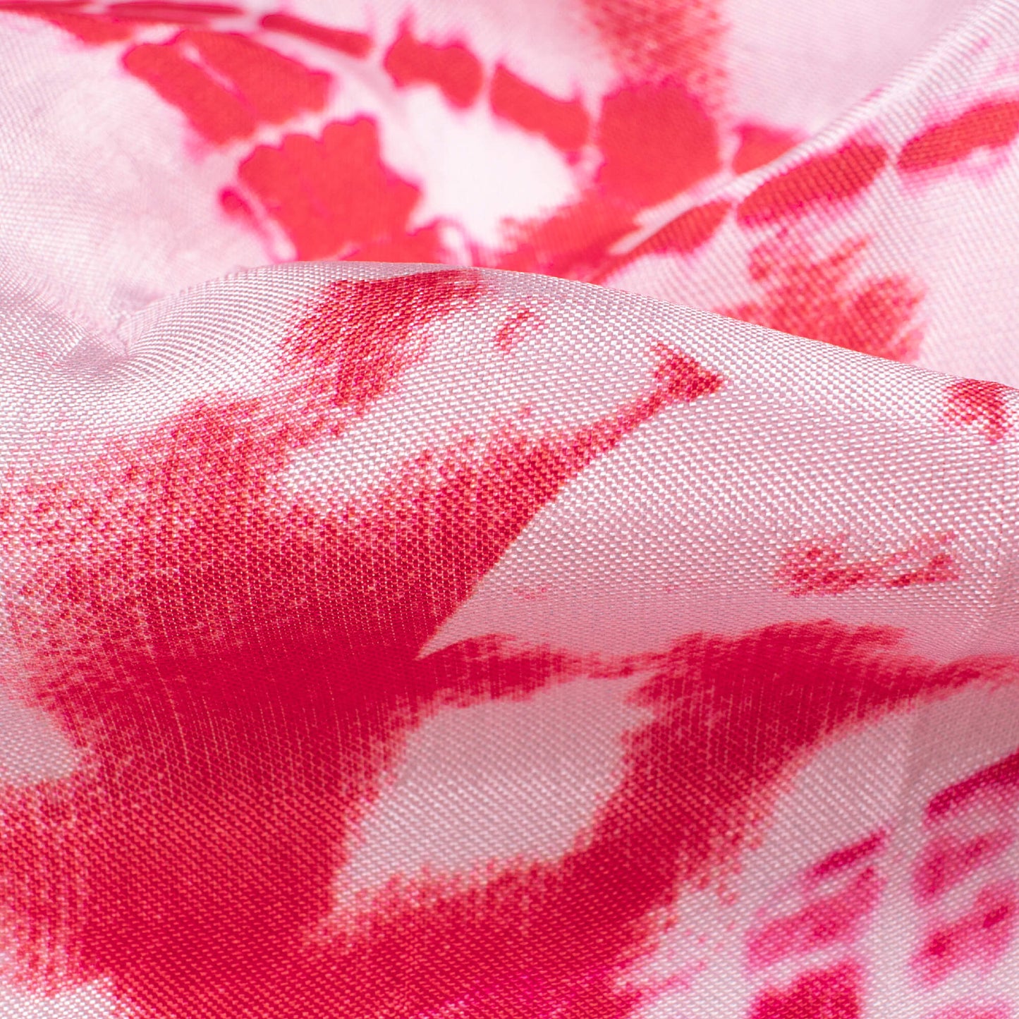 Pale Pink And Dark Red Shiiborii Pattern Digital Print Viscose Uppada Silk Fabric