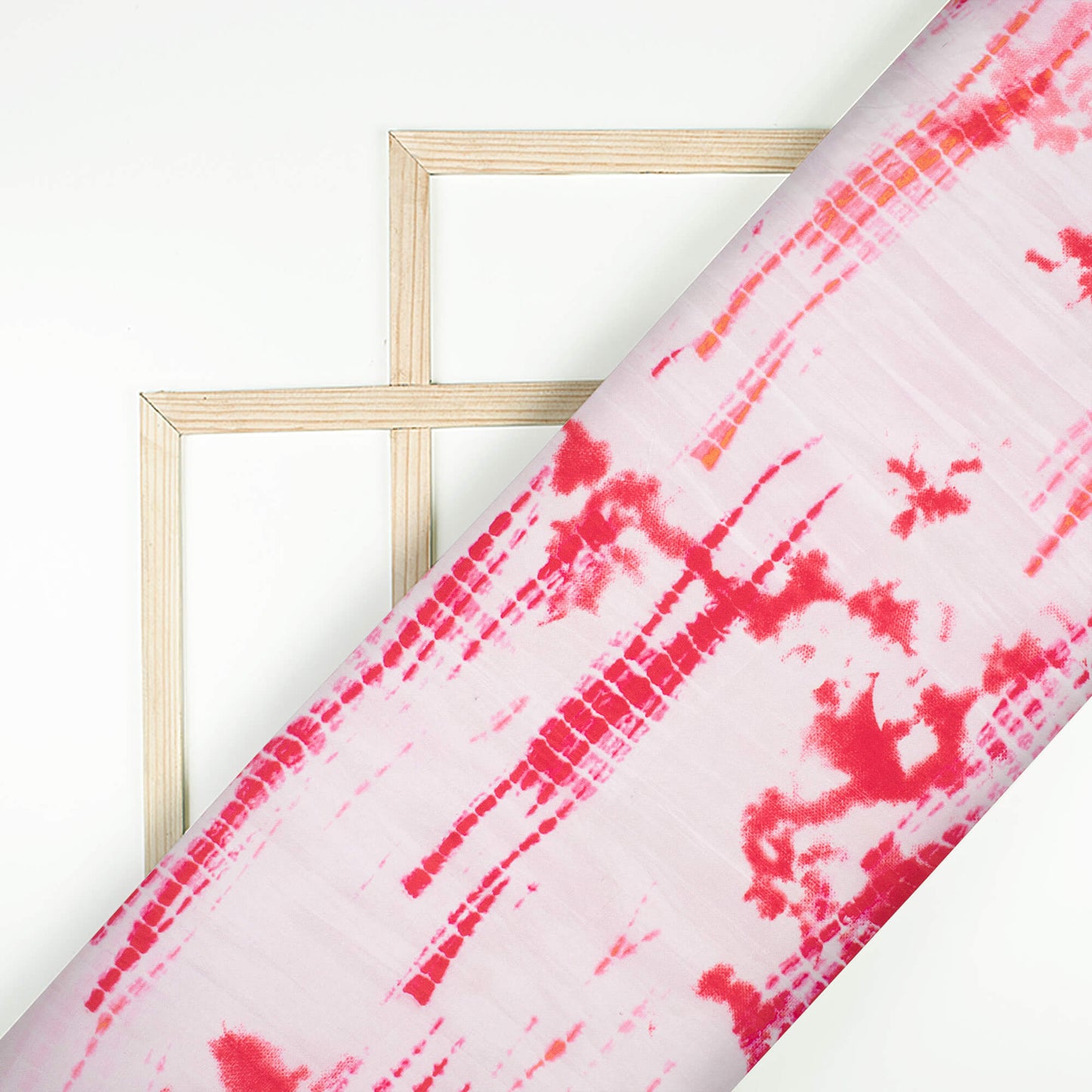 Pale Pink And Dark Red Shiiborii Pattern Digital Print Viscose Uppada Silk Fabric