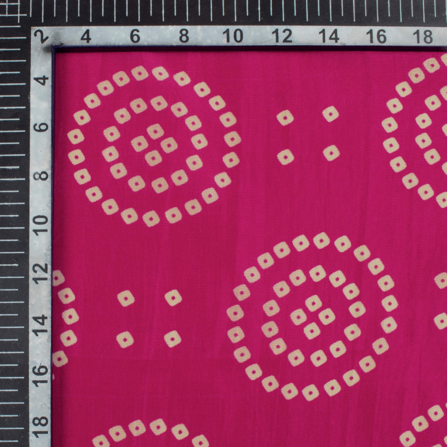 Magenta Pink And Cream Bandhanii Pattern Digital Print Viscose Uppada Silk Fabric