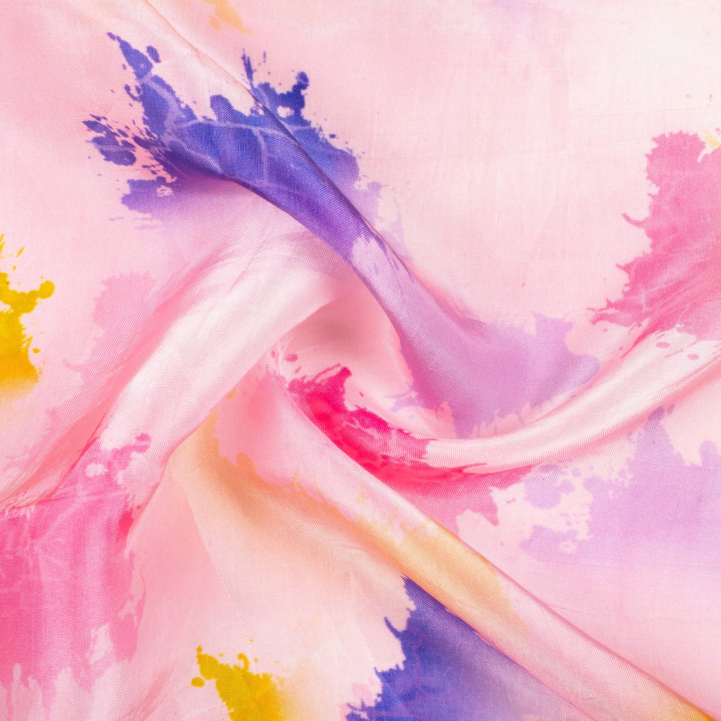 Taffy Pink And Grape Purple Tye And Dye Pattern Digital Print Viscose Uppada Silk Fabric
