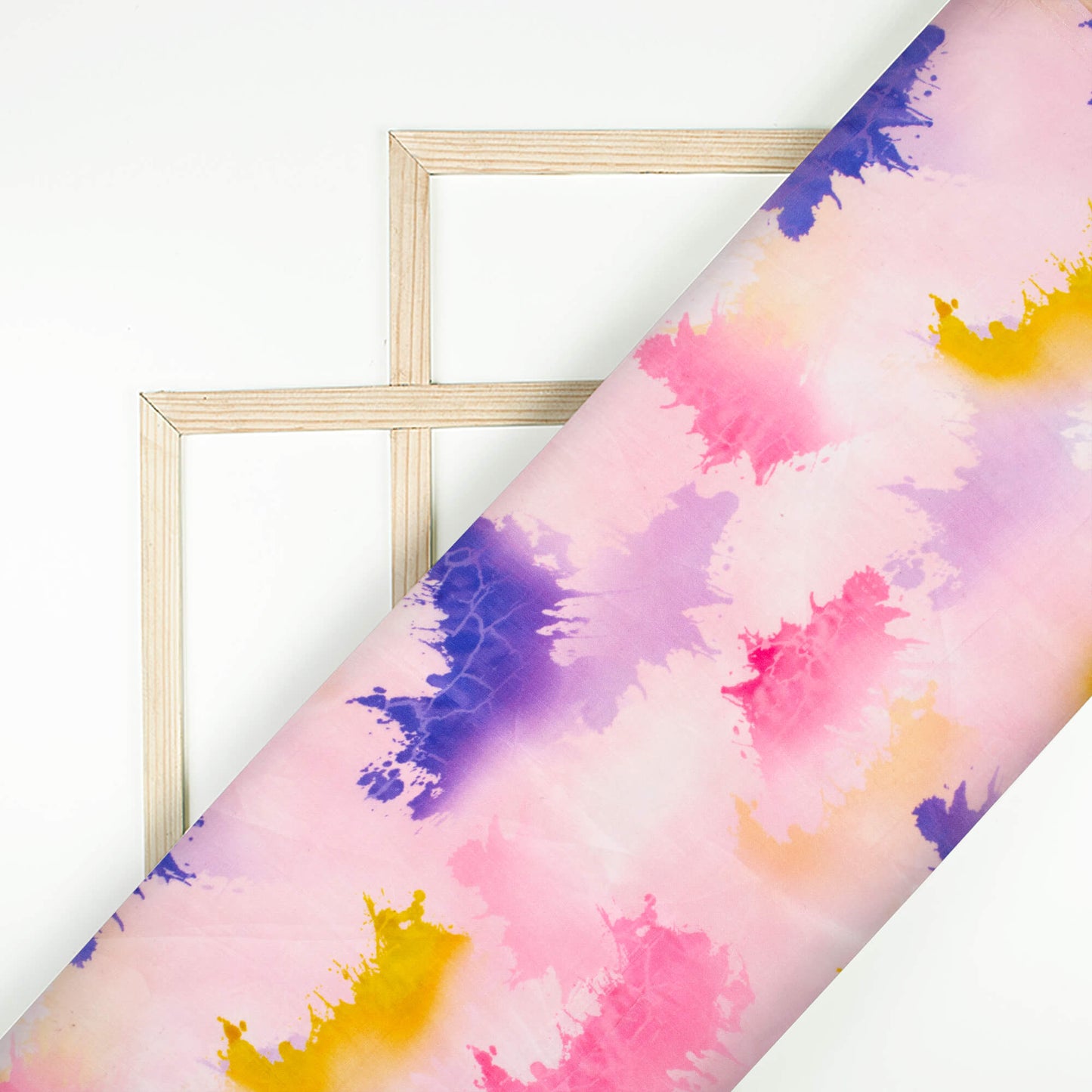 Taffy Pink And Grape Purple Tye And Dye Pattern Digital Print Viscose Uppada Silk Fabric