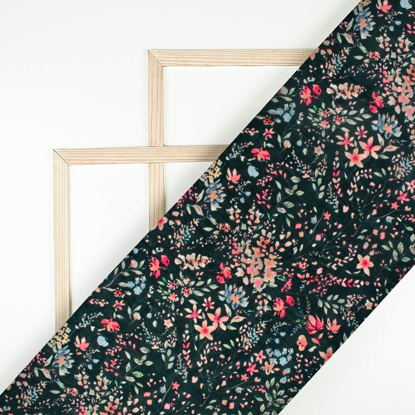 Sacramento Green And Pink Floral Pattern Digital Print Viscose Uppada Silk Fabric