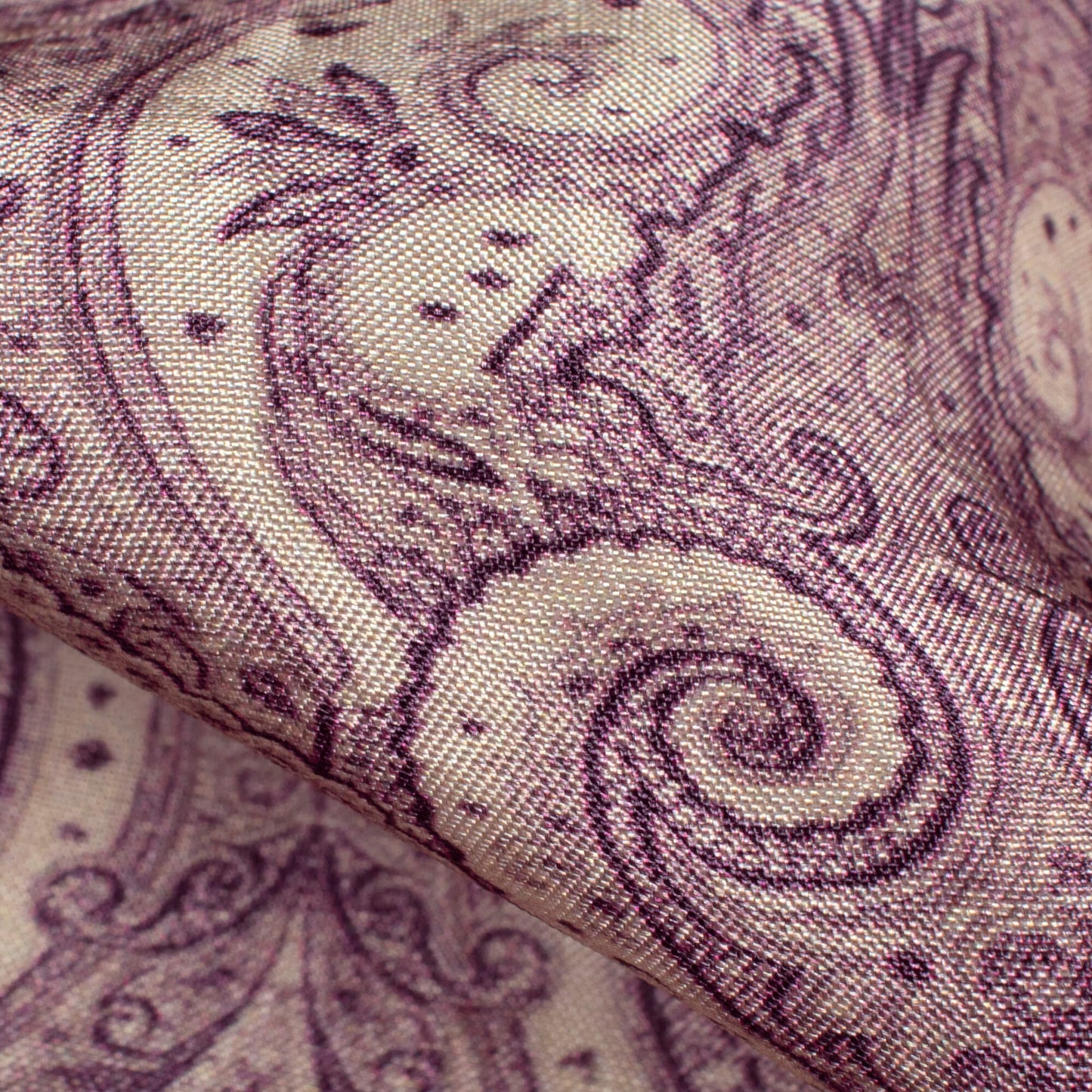 Dusty Purple And Smoke White Ethnic Pattern Digital Print Viscose Uppada Silk Fabric