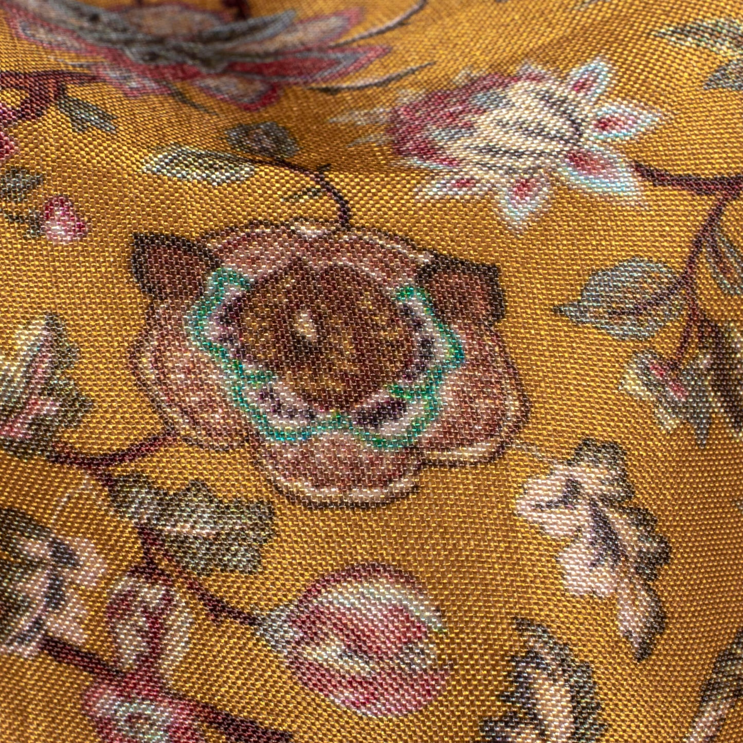 Ochre Orange And Grape Purple Floral Pattern Digital Print Viscose Uppada Silk Fabric