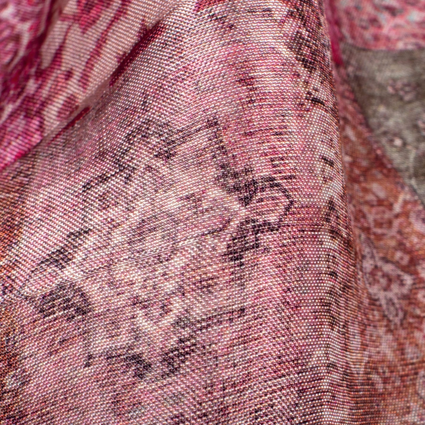 Pastel Brown And Sangria Purple Traditional Pattern Digital Print Viscose Uppada Silk Fabric