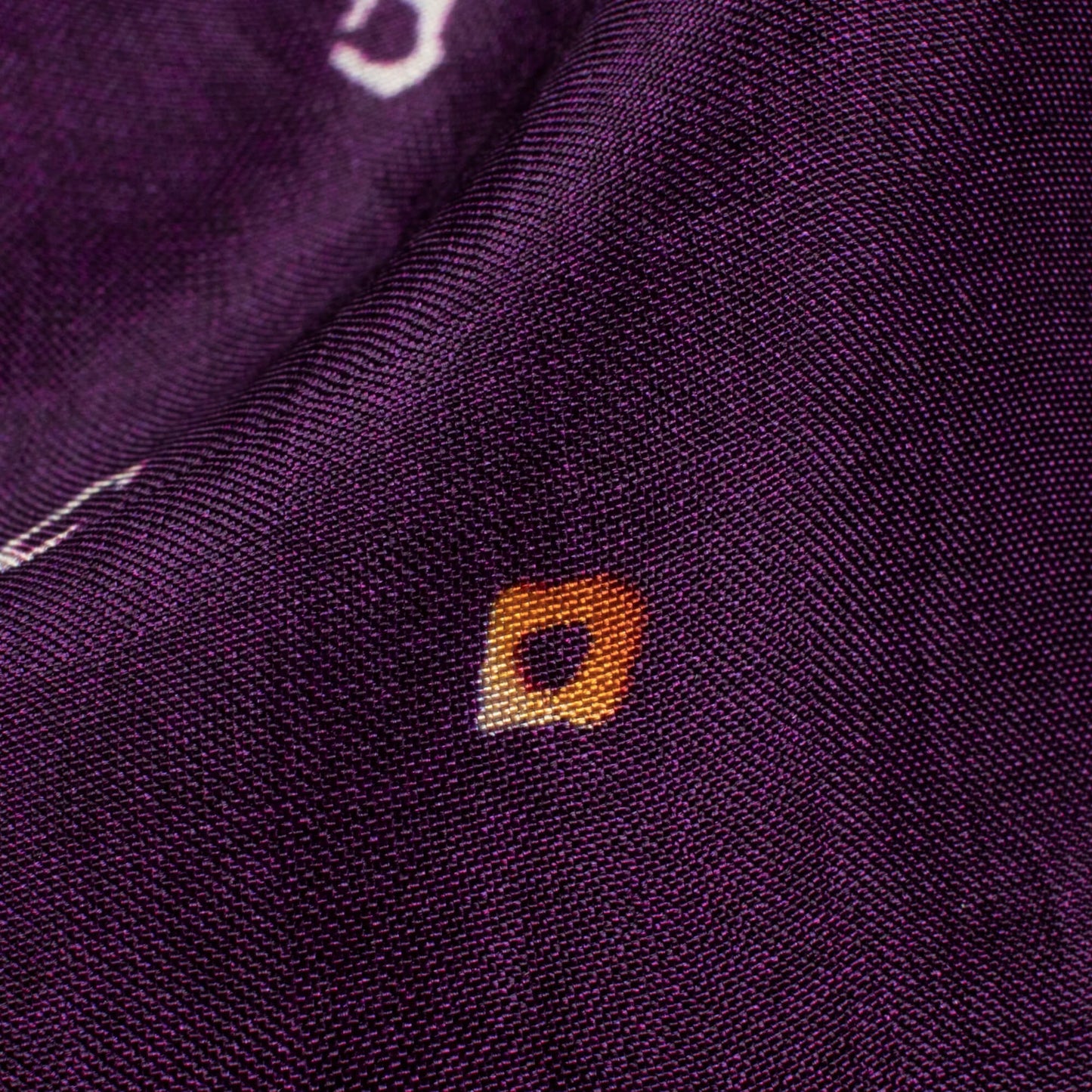Dark Purple And Corn Yellow Bandhanii Pattern Digital Print Viscose Uppada Silk Fabric