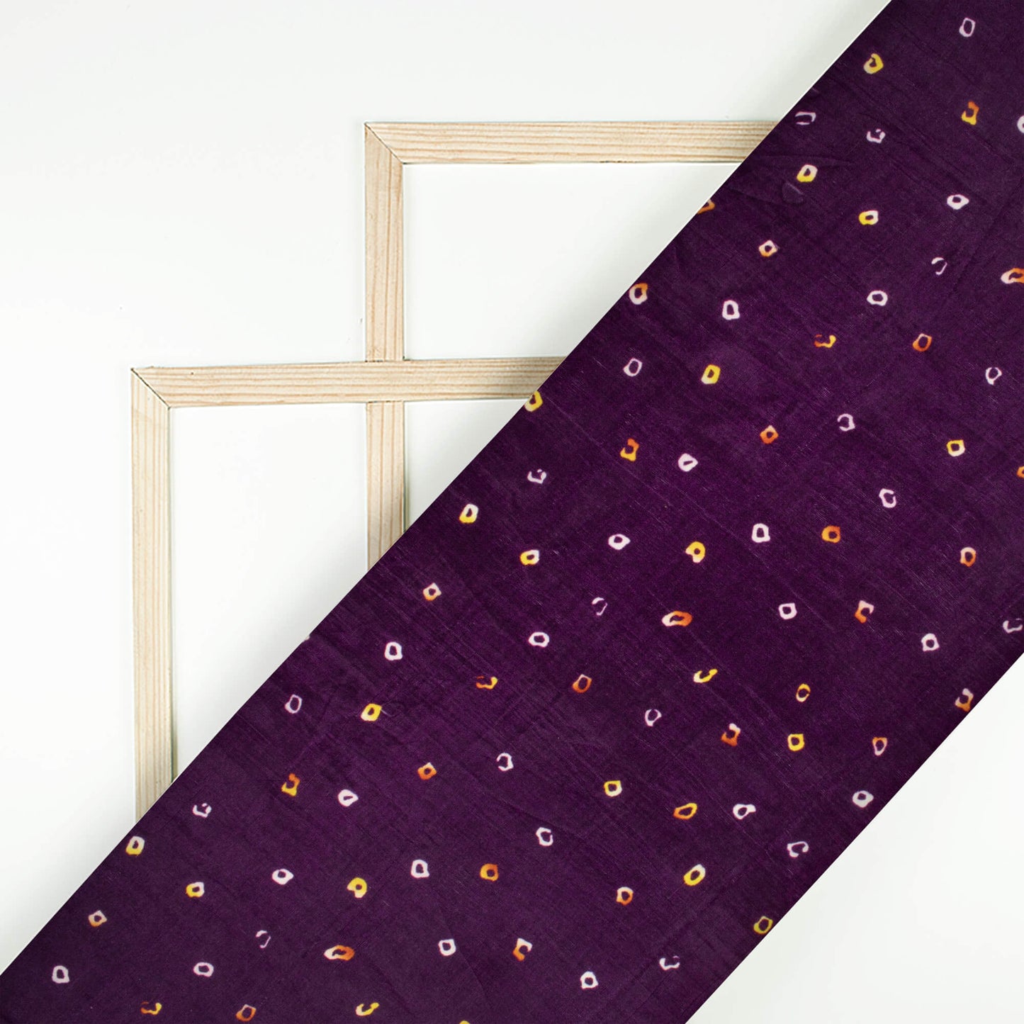 Dark Purple And Corn Yellow Bandhanii Pattern Digital Print Viscose Uppada Silk Fabric
