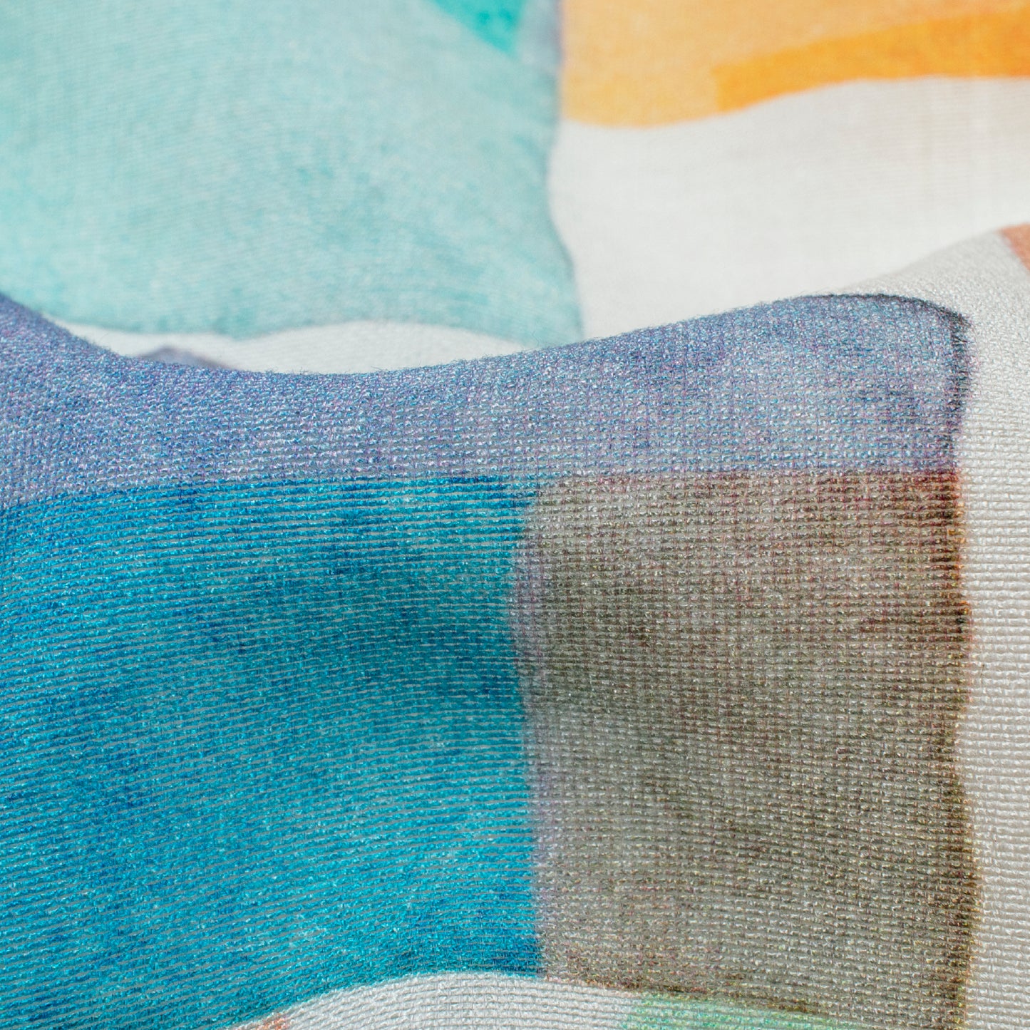 Taffy Pink And Sky Blue Geometric Pattern Digital Print Viscose Chanderi Fabric