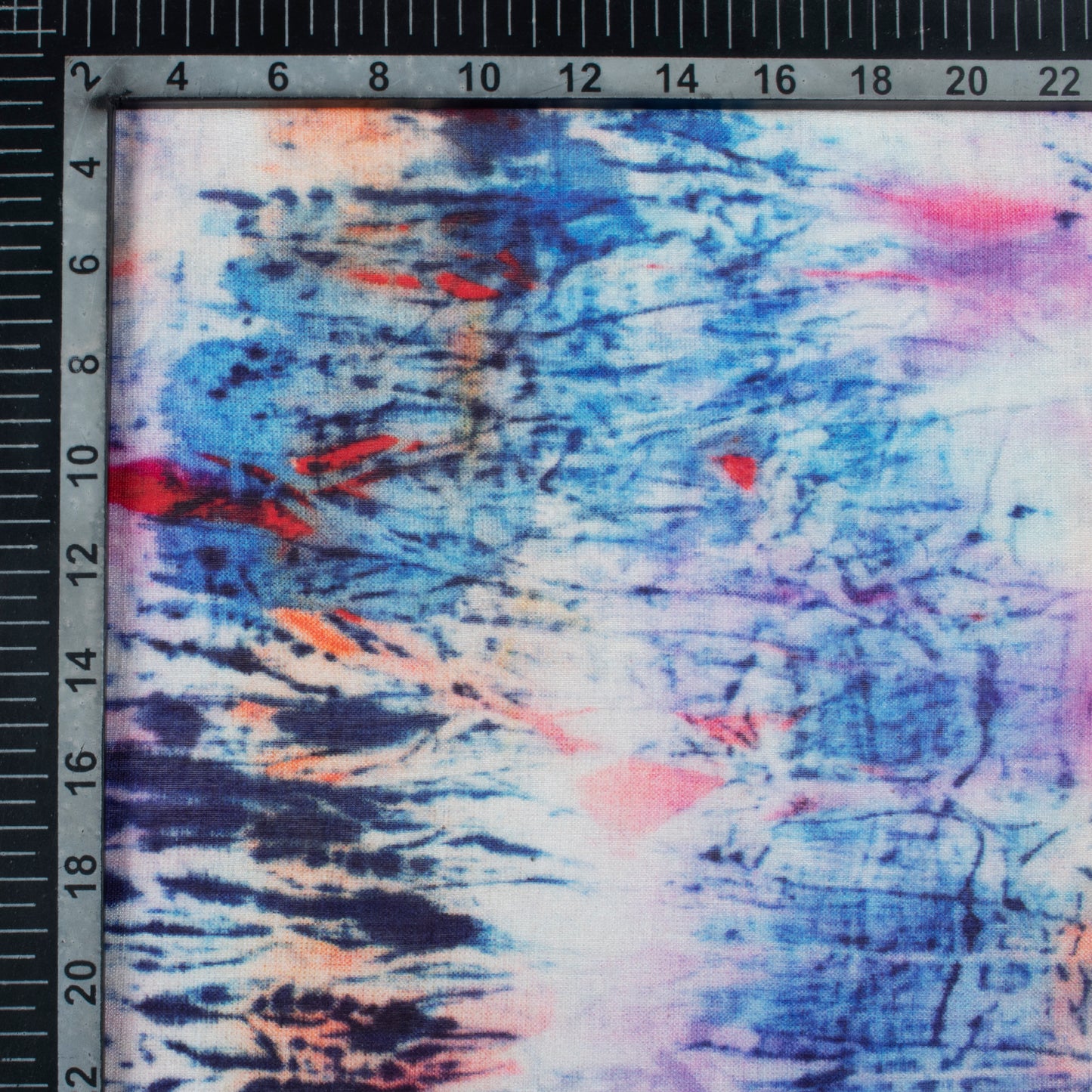 Steel Blue And Heather Purple Abstract Pattern Digital Print Viscose Chanderi Fabric